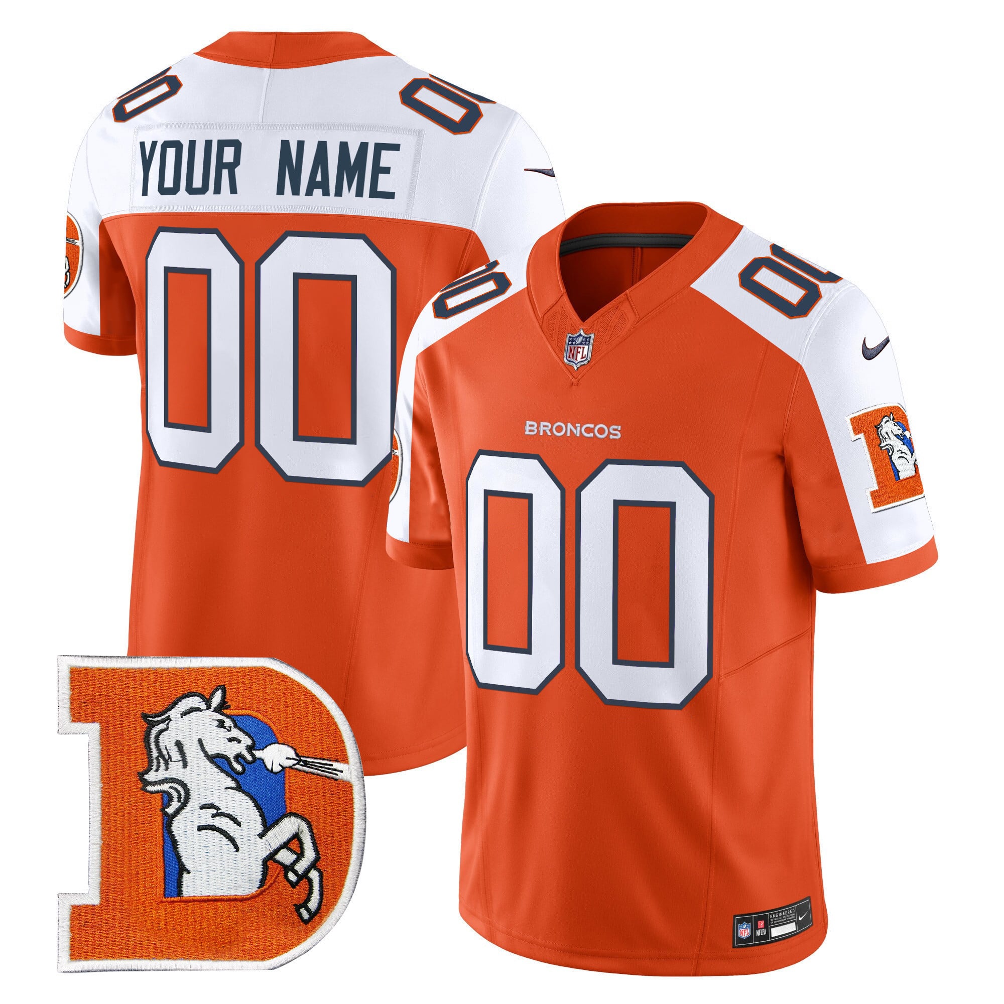 Nike Broncos Orange Custom Jersey - Personalize Your Style!