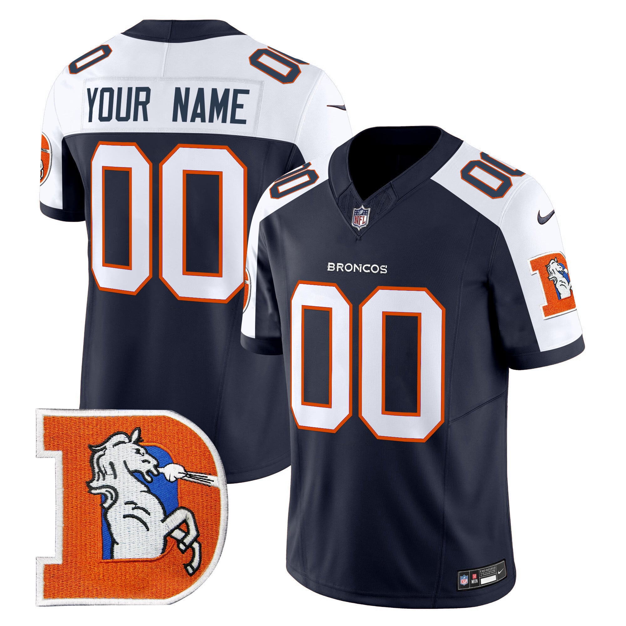 Alternative view of Nike Broncos Orange Custom Jersey - Personalize Your Style!