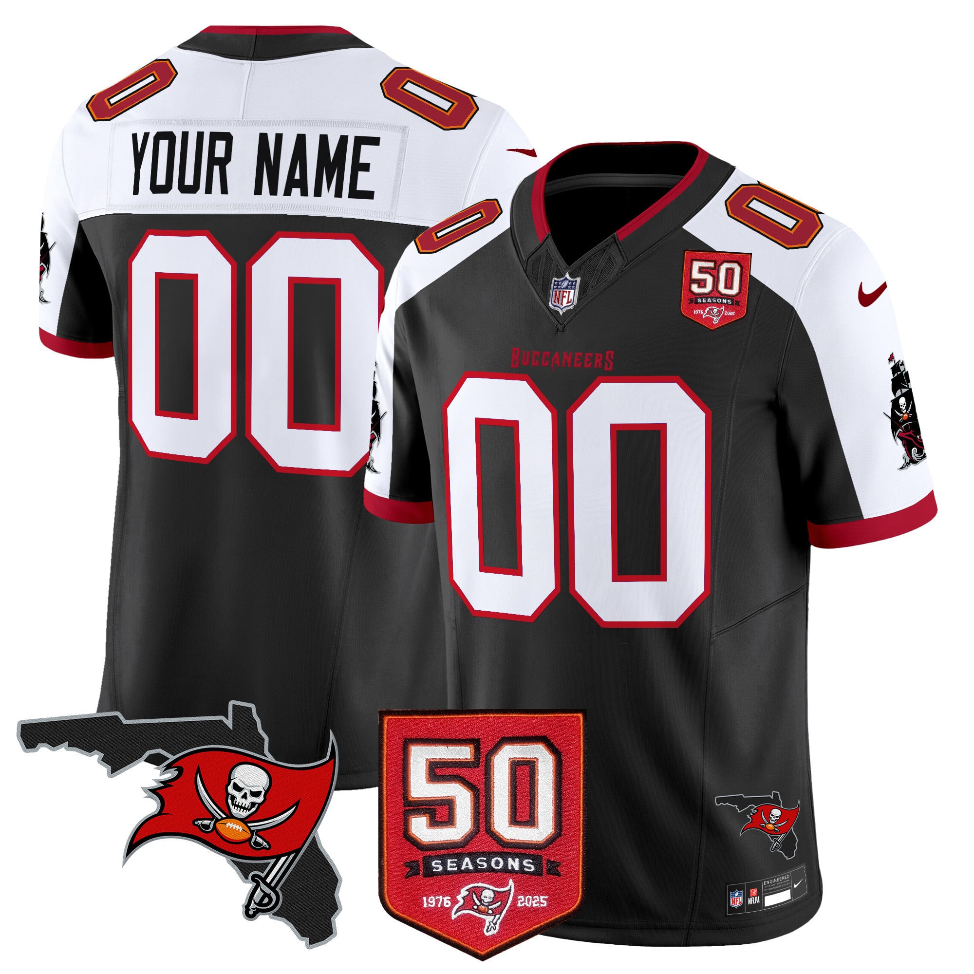 nike Buccaneers Black Custom Jersey - Nike Buccaneers 50th Season
