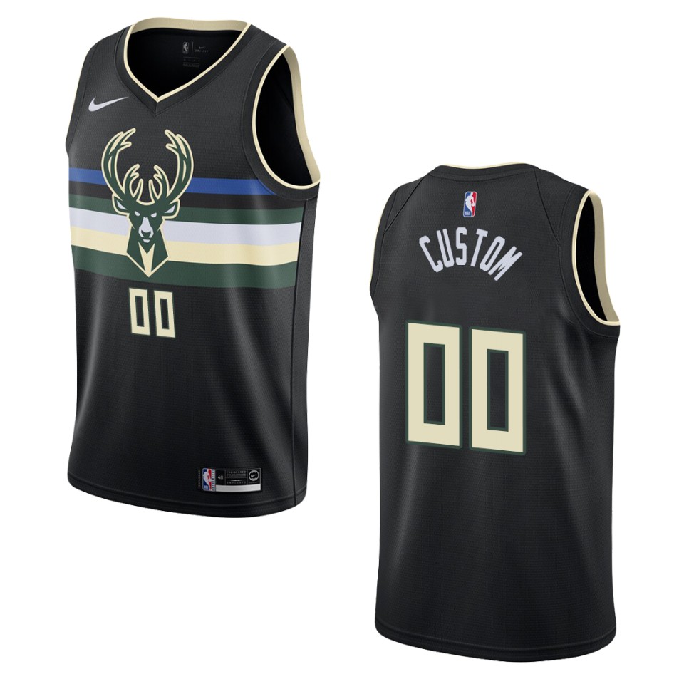 Nike Bucks Black Custom Jersey - Statement Edition