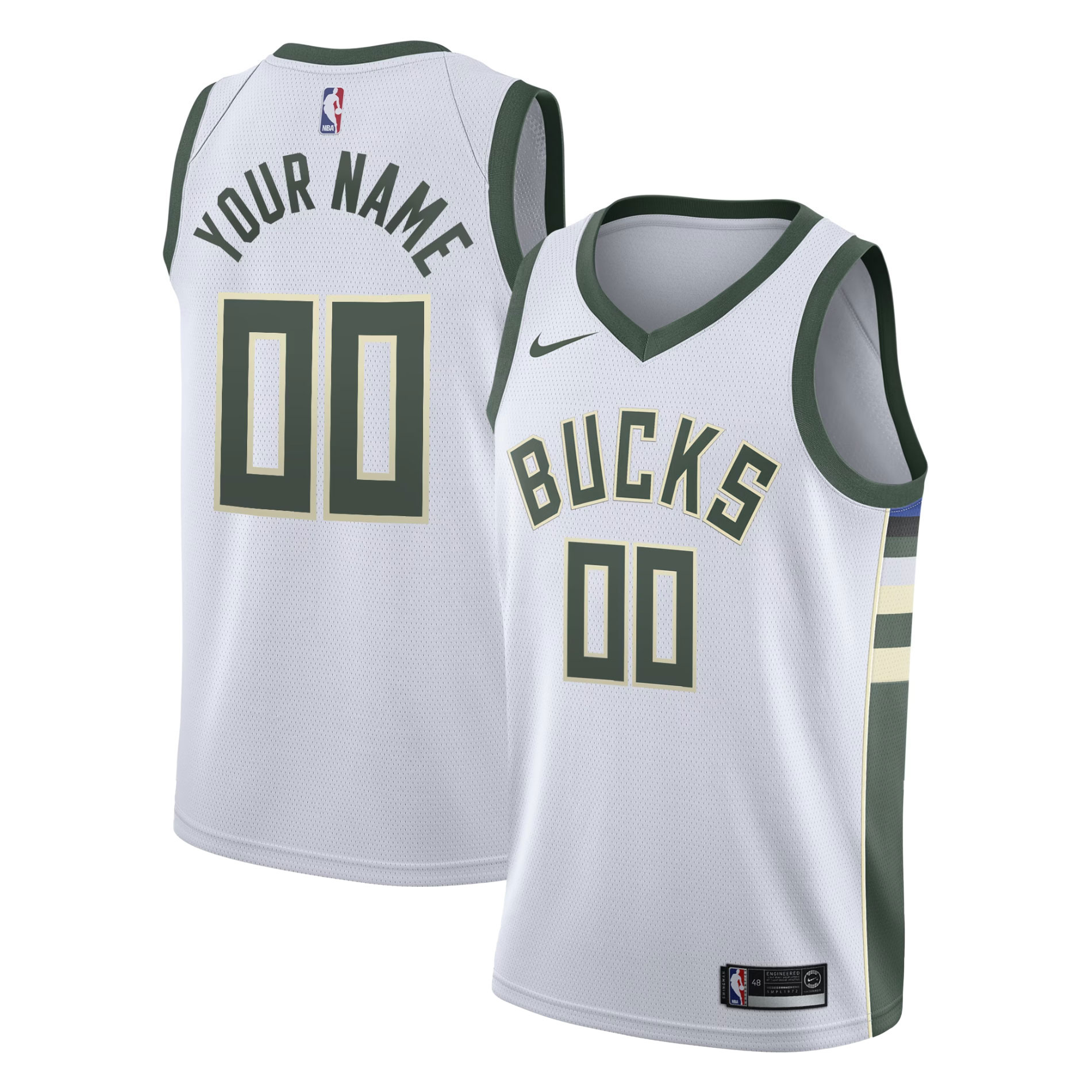 Alternative view of Nike Bucks White Custom Jersey - Personalized Edition