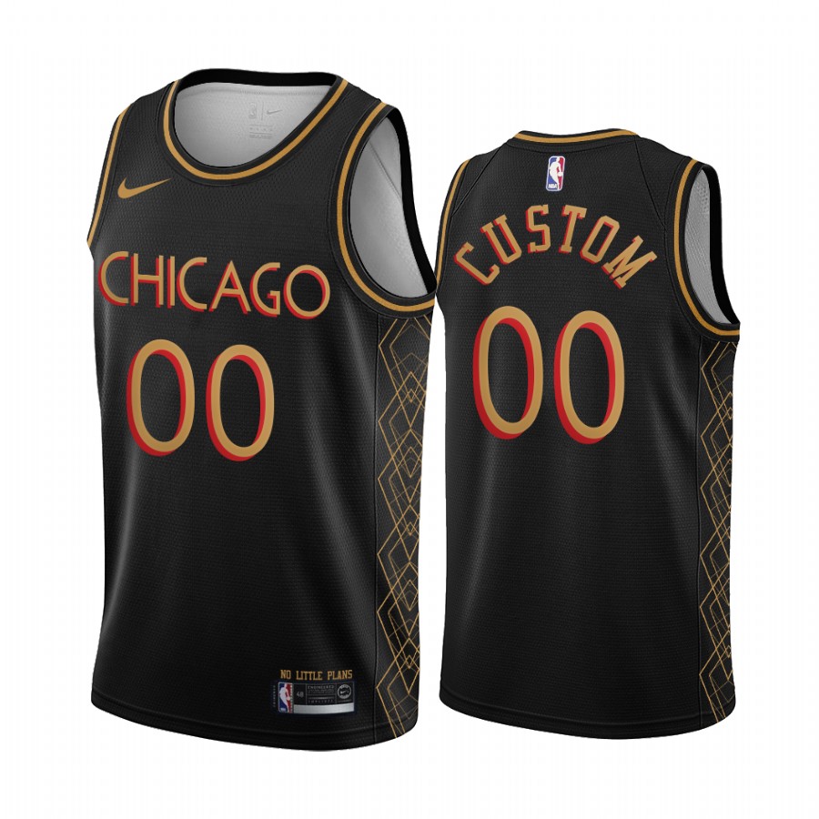 Nike Bulls Black Custom Jersey - Nike Chicago Bulls Black Custom