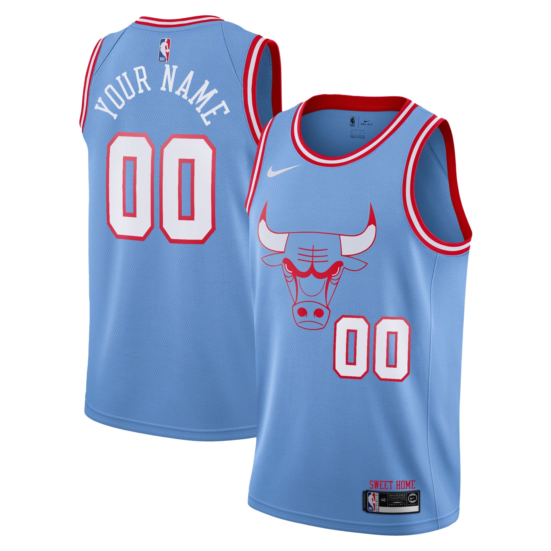 Nike Bulls Light Blue Jersey - Custom Name & Number