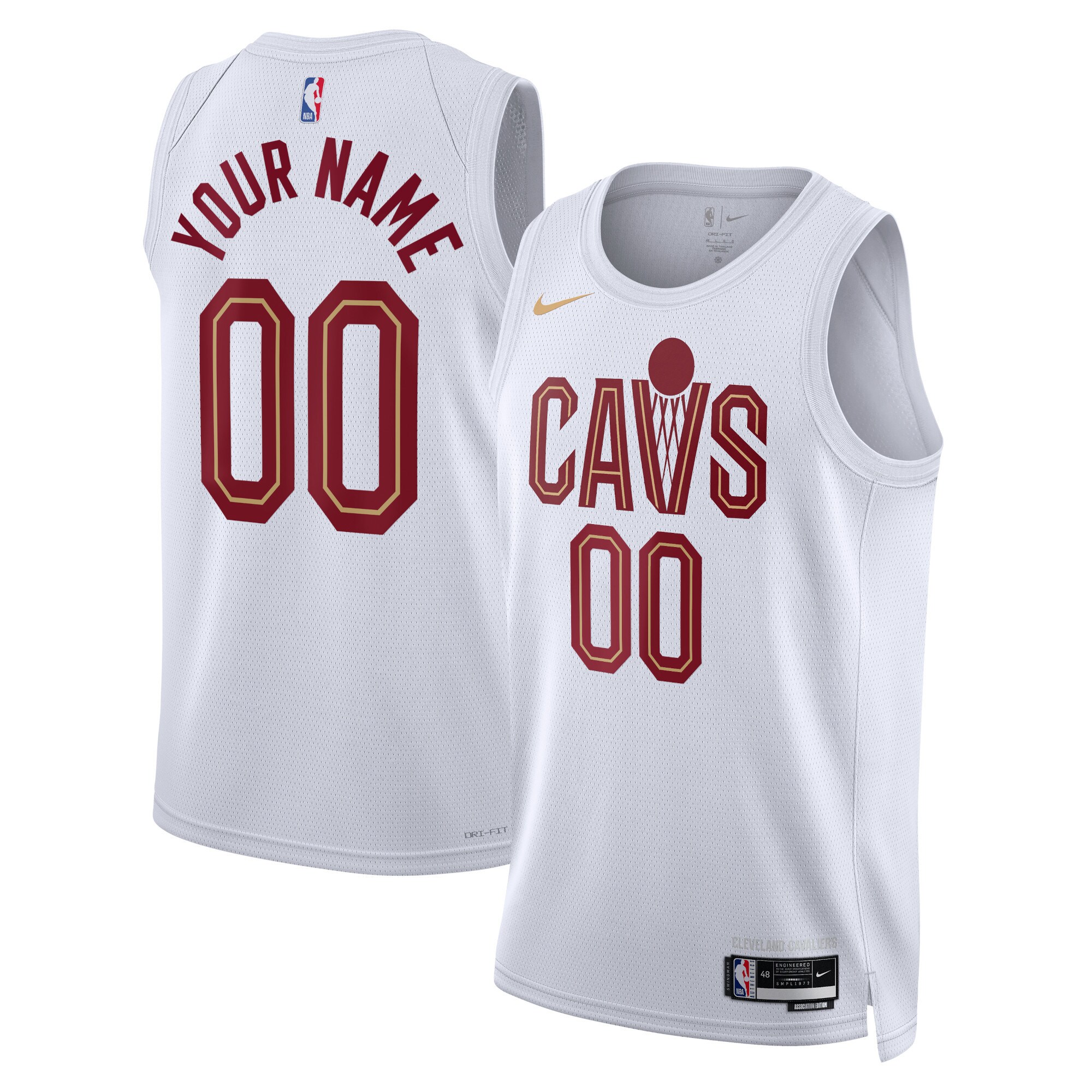 Alternative view of Nike Cavaliers White Custom Jersey - Association Edition