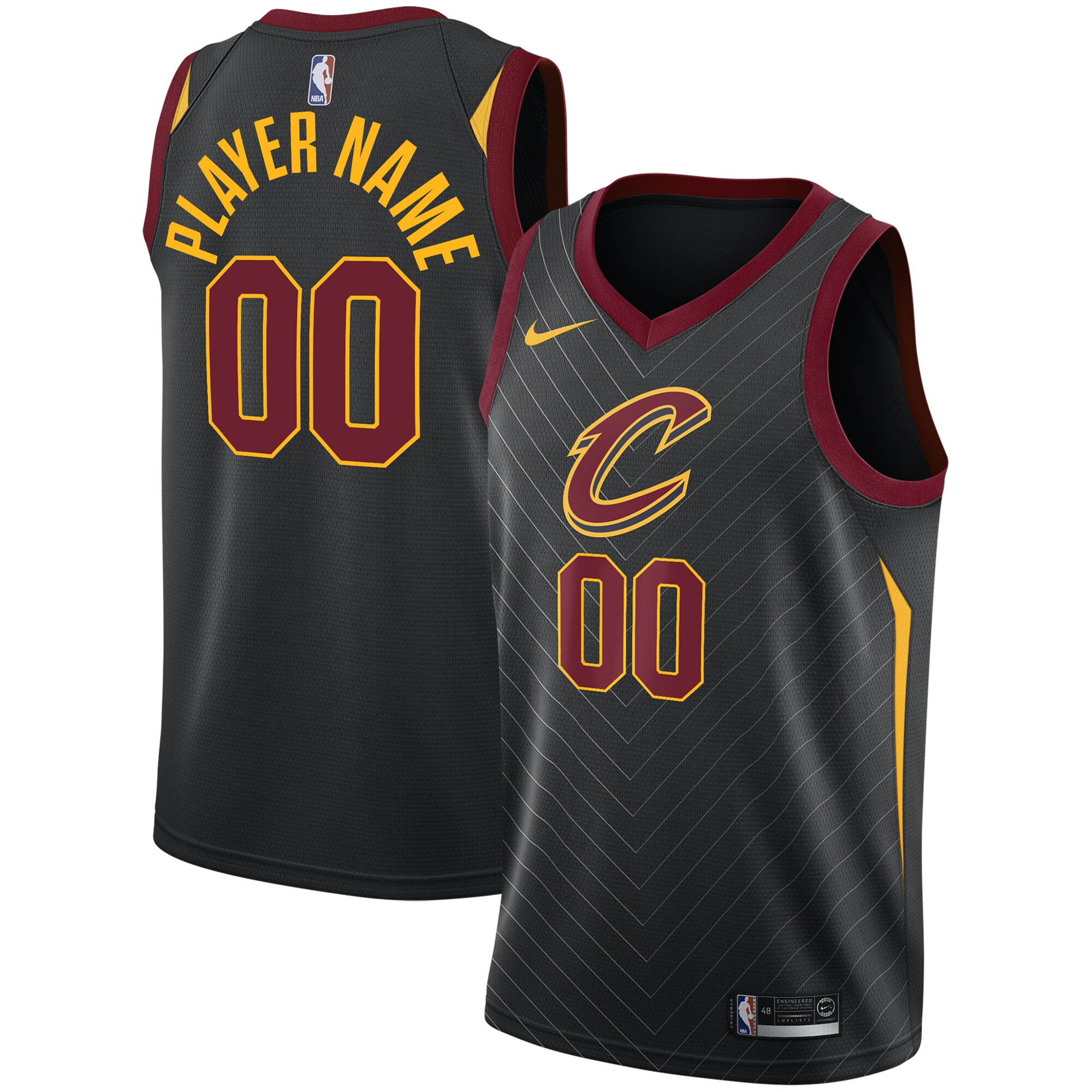 Alternative view of Nike Cavs Black Jersey - Earned Edition - Custom Number