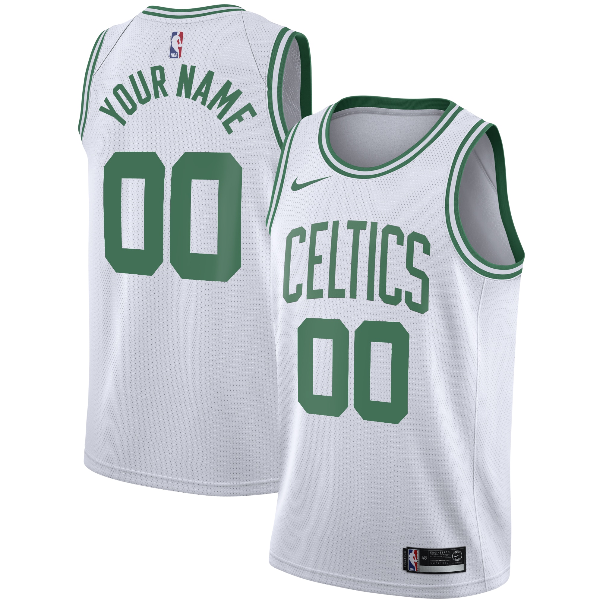 Nike Celtics White Custom Jersey personalized - Nike Celtics White