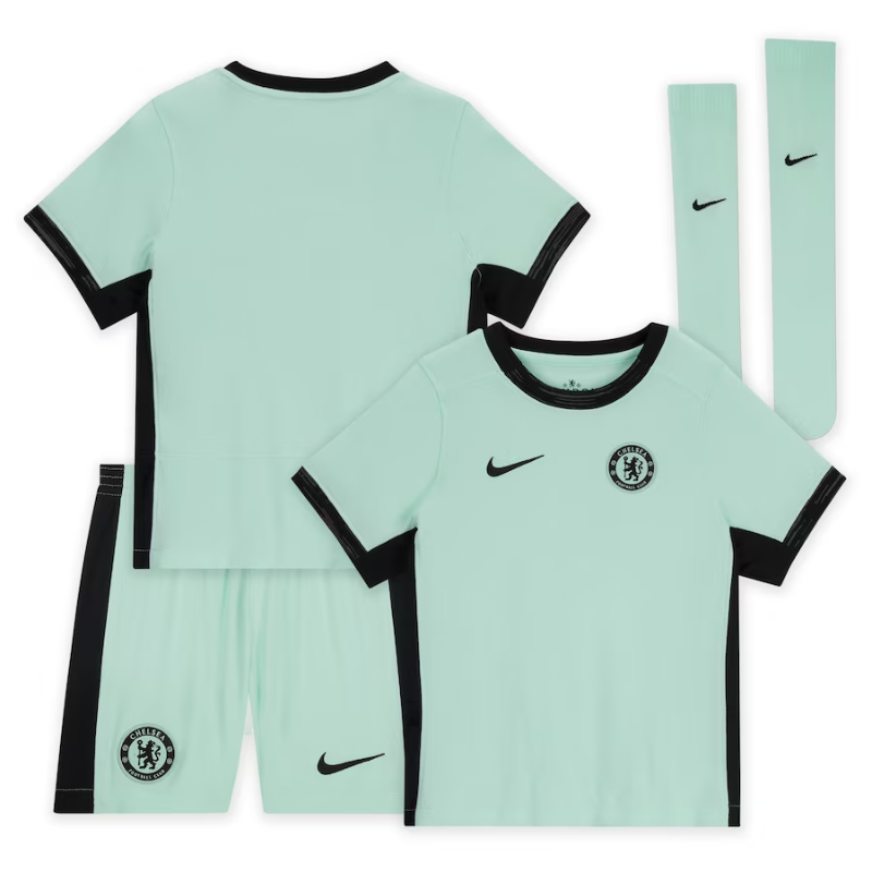Nike Chelsea 2024 Kids Away Kit - Mint/Black