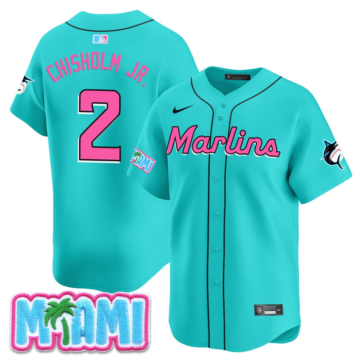 Nike Chisholm Jr. Marlins Jersey - Teal City Connect