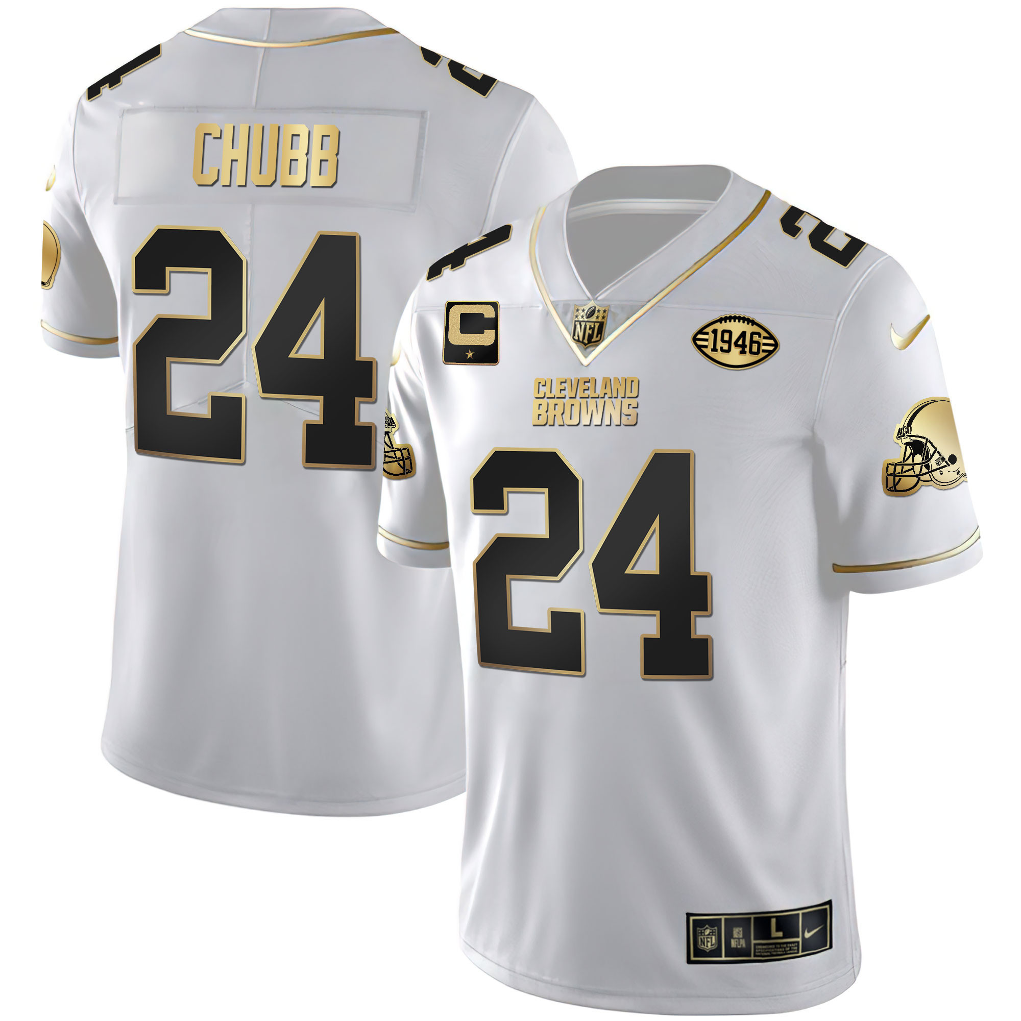 Nike Chubb Browns 1946 Jersey - White Anniversary Edition