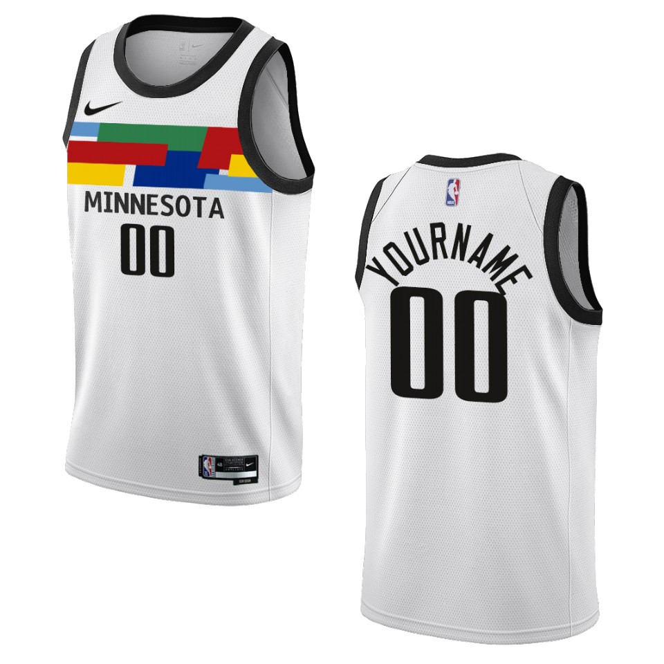 nike city Timberwolves White Custom Jersey - Nike Timberwolves White