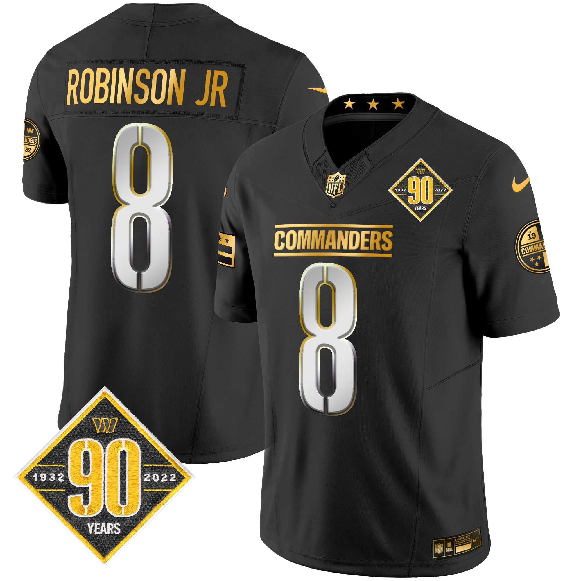 Alternative view of Nike Commanders Daniels #5 Jersey - Black 90th Anniversary