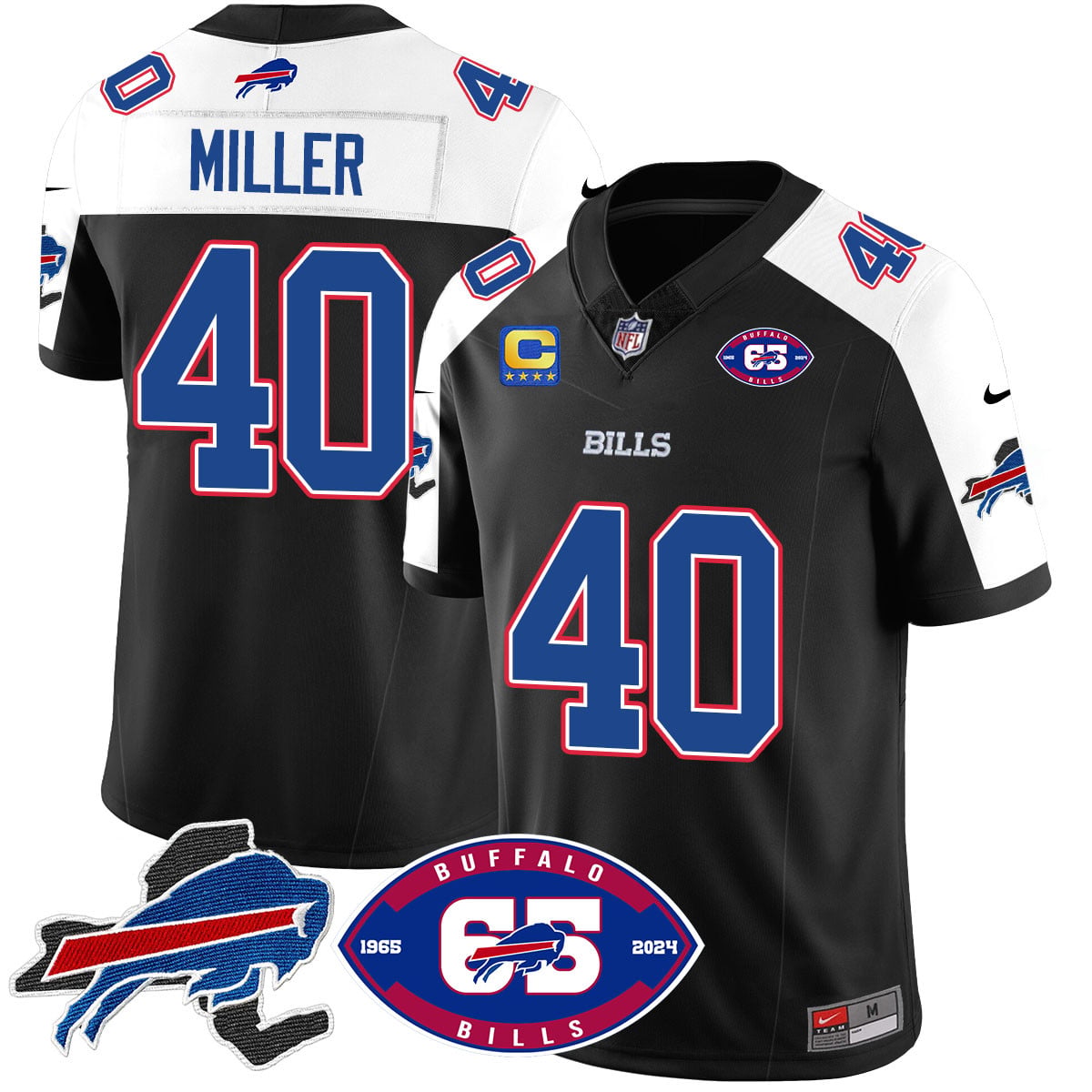 Alternative view of Nike Cook Bills Black Jersey - Nike Cook Bills Black 65th Jersey