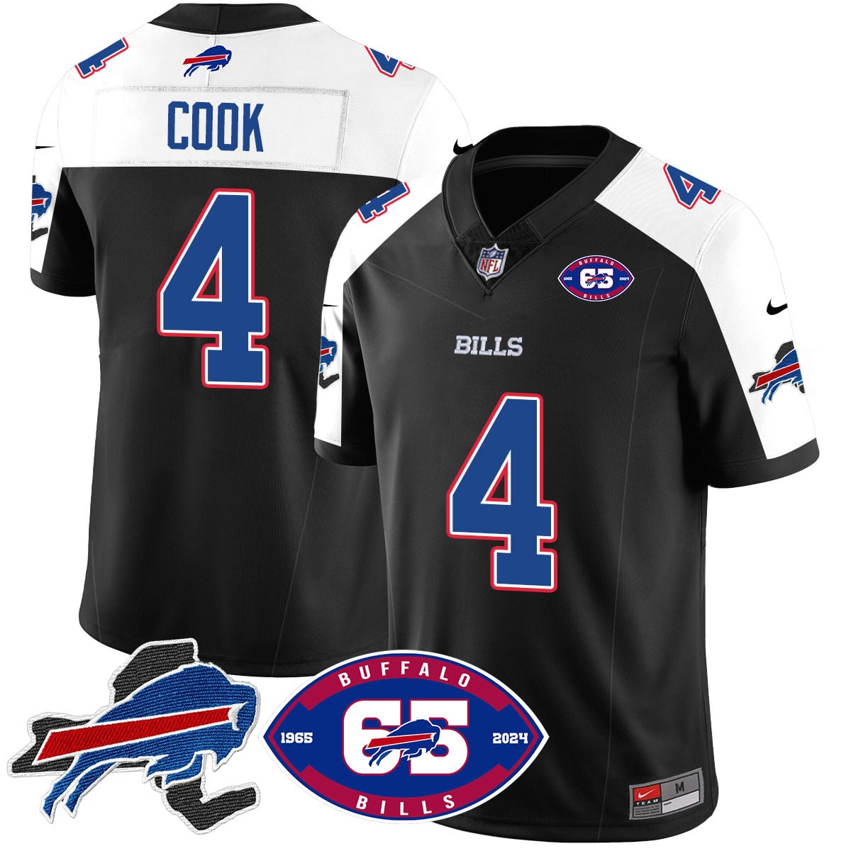 Nike Cook Bills Black Jersey - Nike Cook Bills Black 65th Jersey