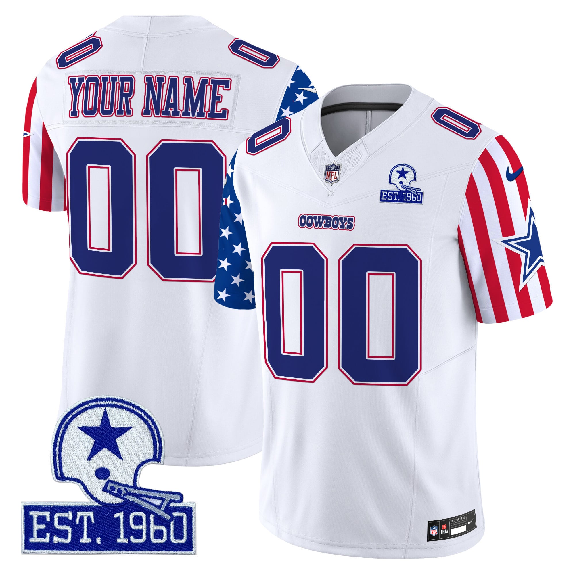 Nike Cowboys 1960 Throwback Jersey - White Patriotic Edition