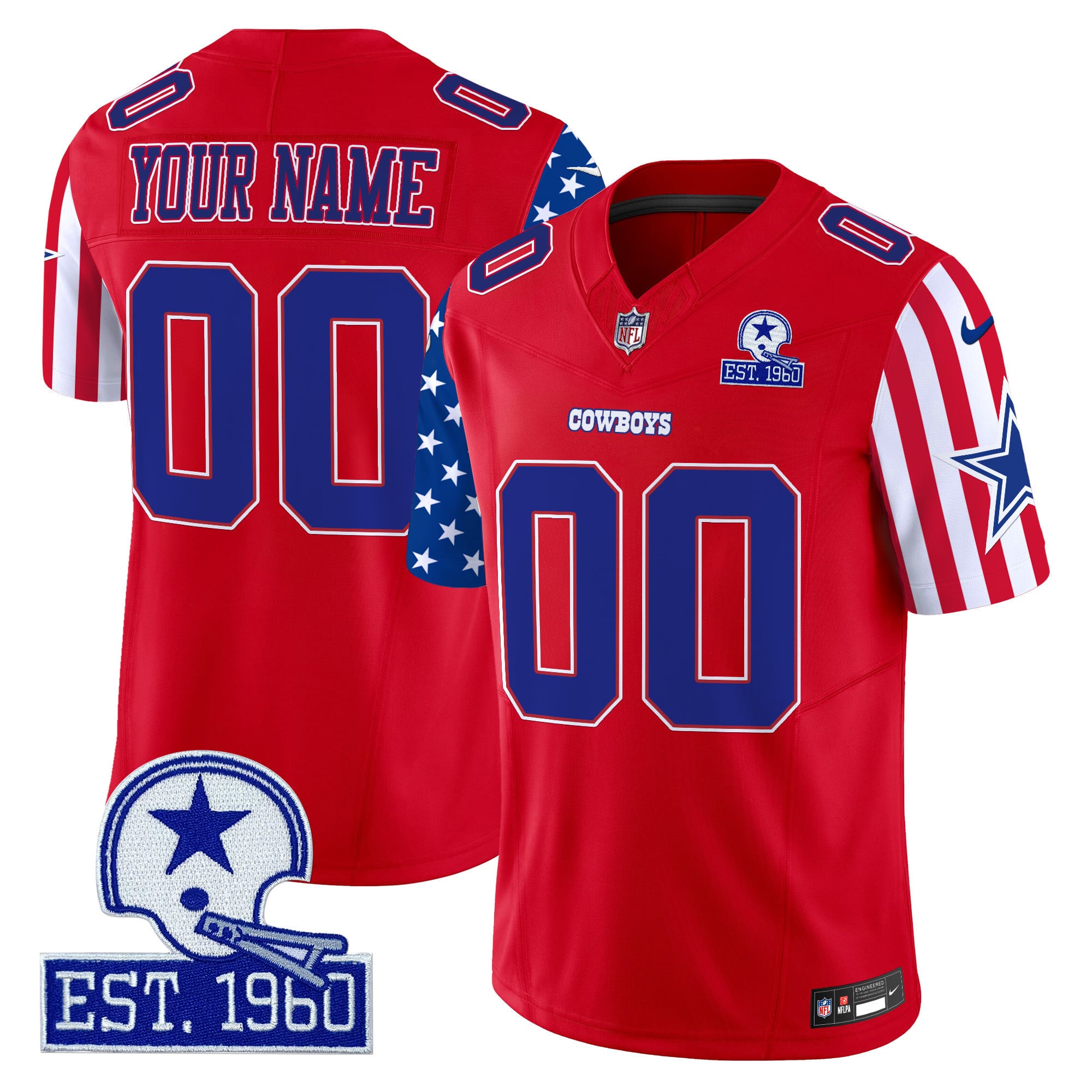 Alternative view of Nike Cowboys 1960 Throwback Jersey - White Patriotic Edition