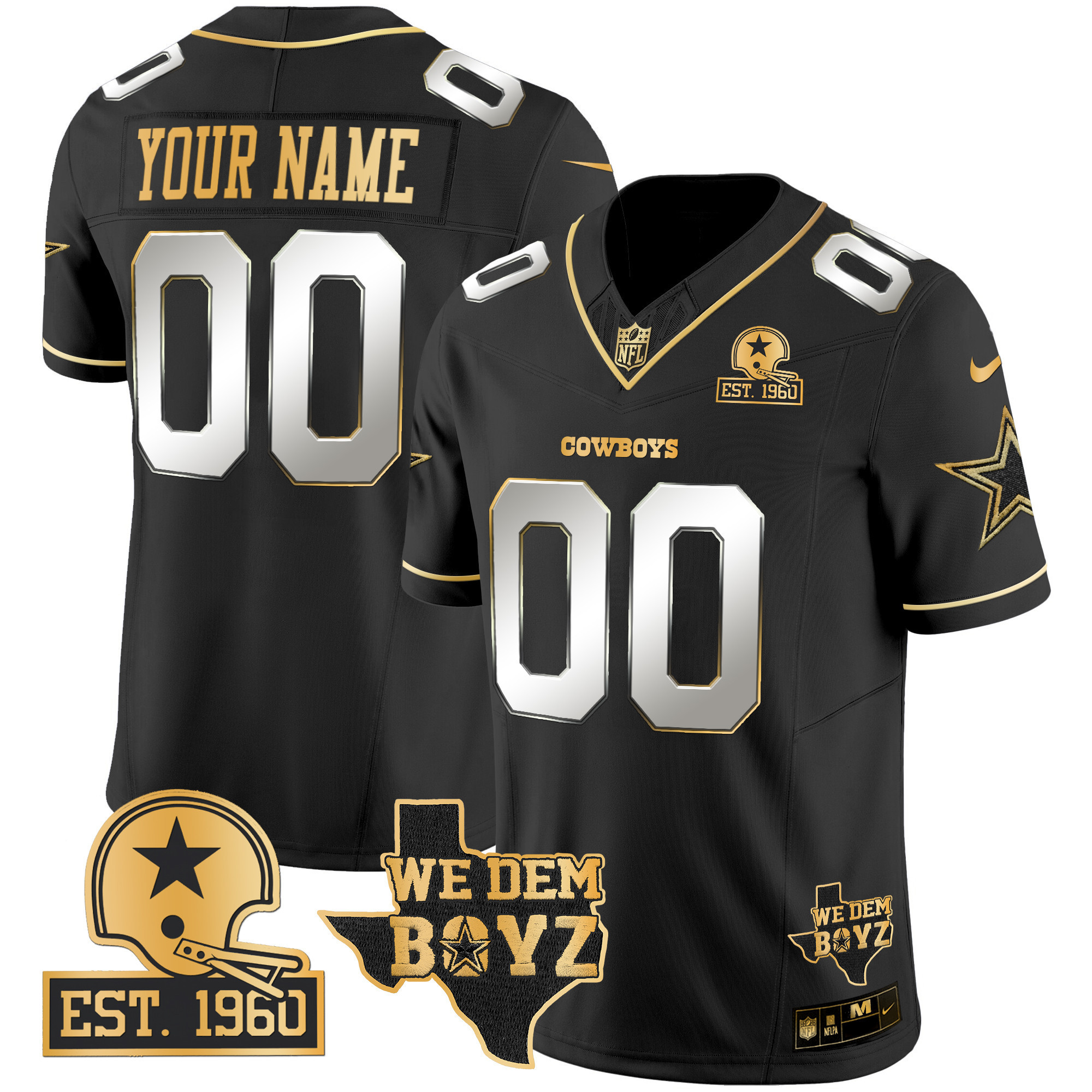 Alternative view of Nike Cowboys Black Gold Jersey - Custom Name & Number
