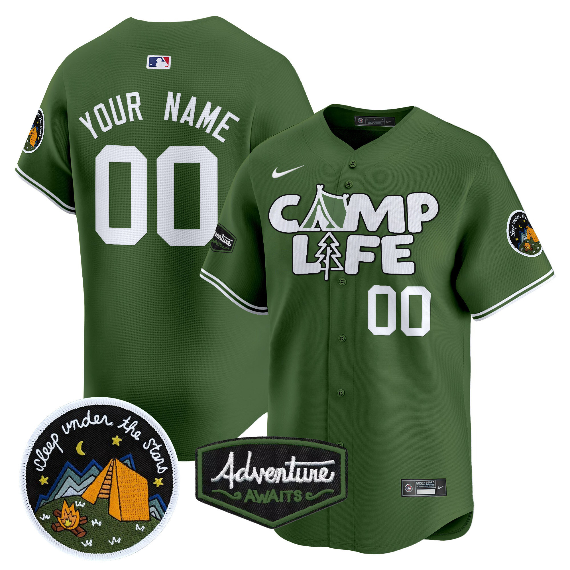 Alternative view of Nike Cream Camp Life Jersey - Nike Cream “Camp Life” Baseball Jersey