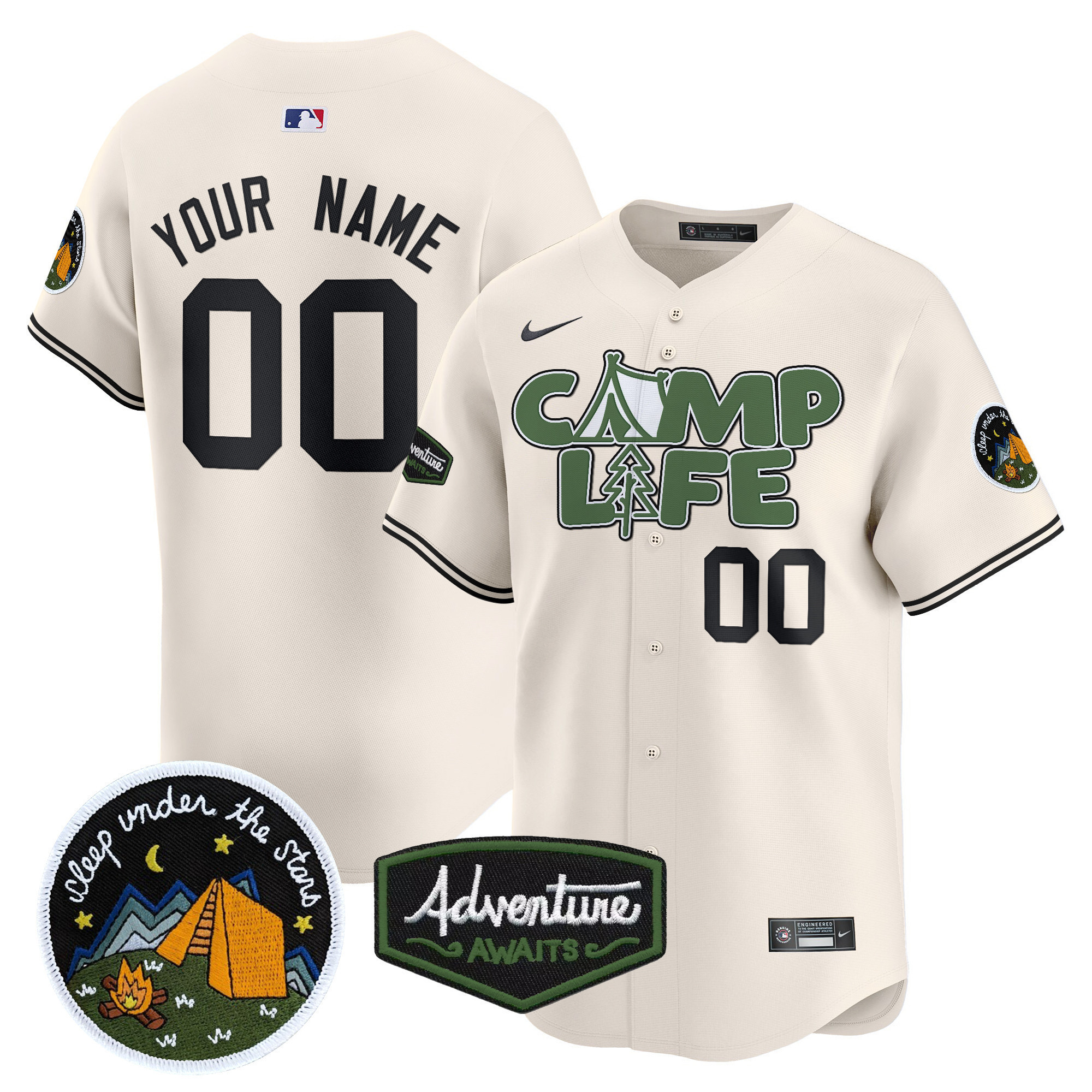 Nike Cream Camp Life Jersey - Nike Cream “Camp Life” Baseball Jersey