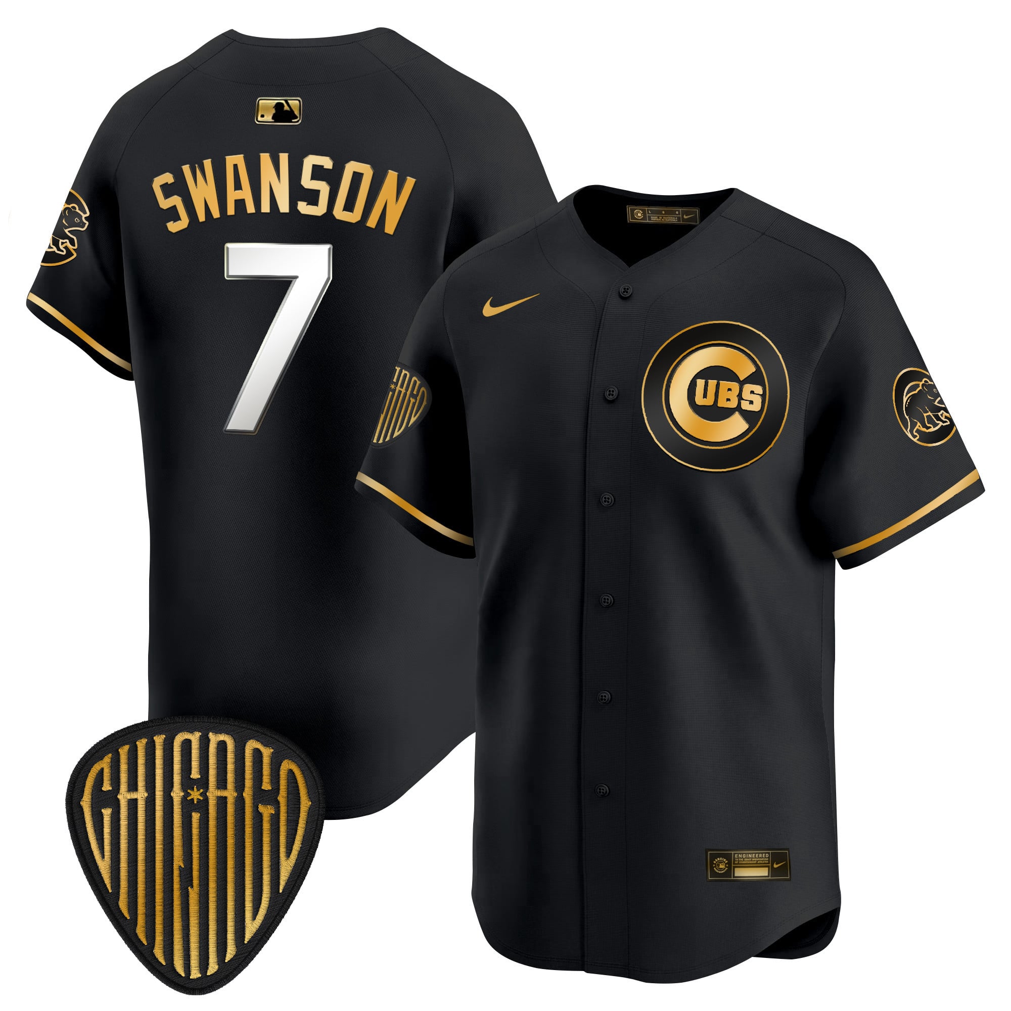 Alternative view of Nike Cubs Tucker #30 Black Jersey - Limited Edition