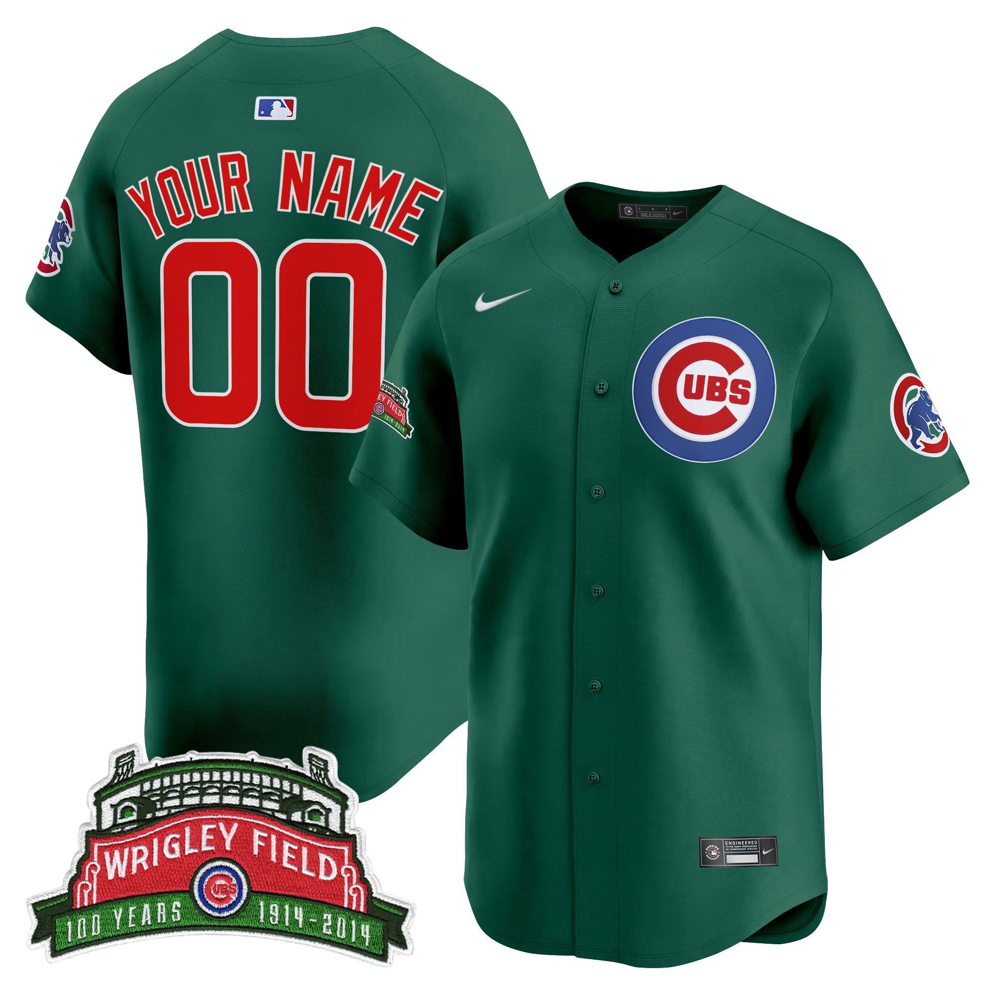Nike Cubs Wrigley Field Jersey - Green 100 Years Edition
