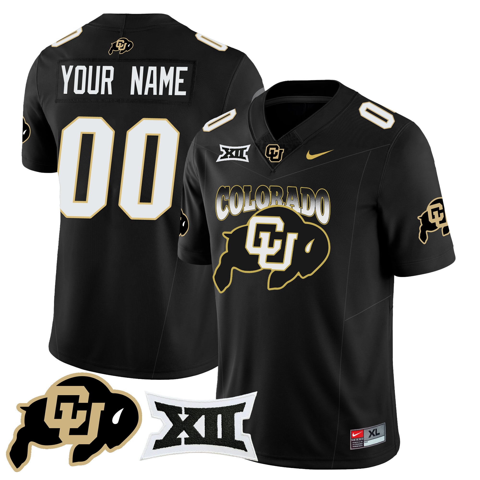 Alternative view of nike custom Colorado Buffaloes Black Jersey - Nike Colorado Buffaloes