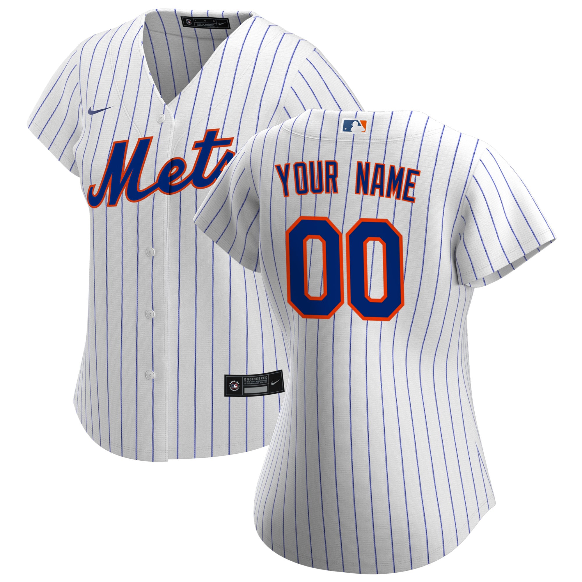 nike custom Mets White Pinstripe Jersey - Nike Mets White Pinstripe