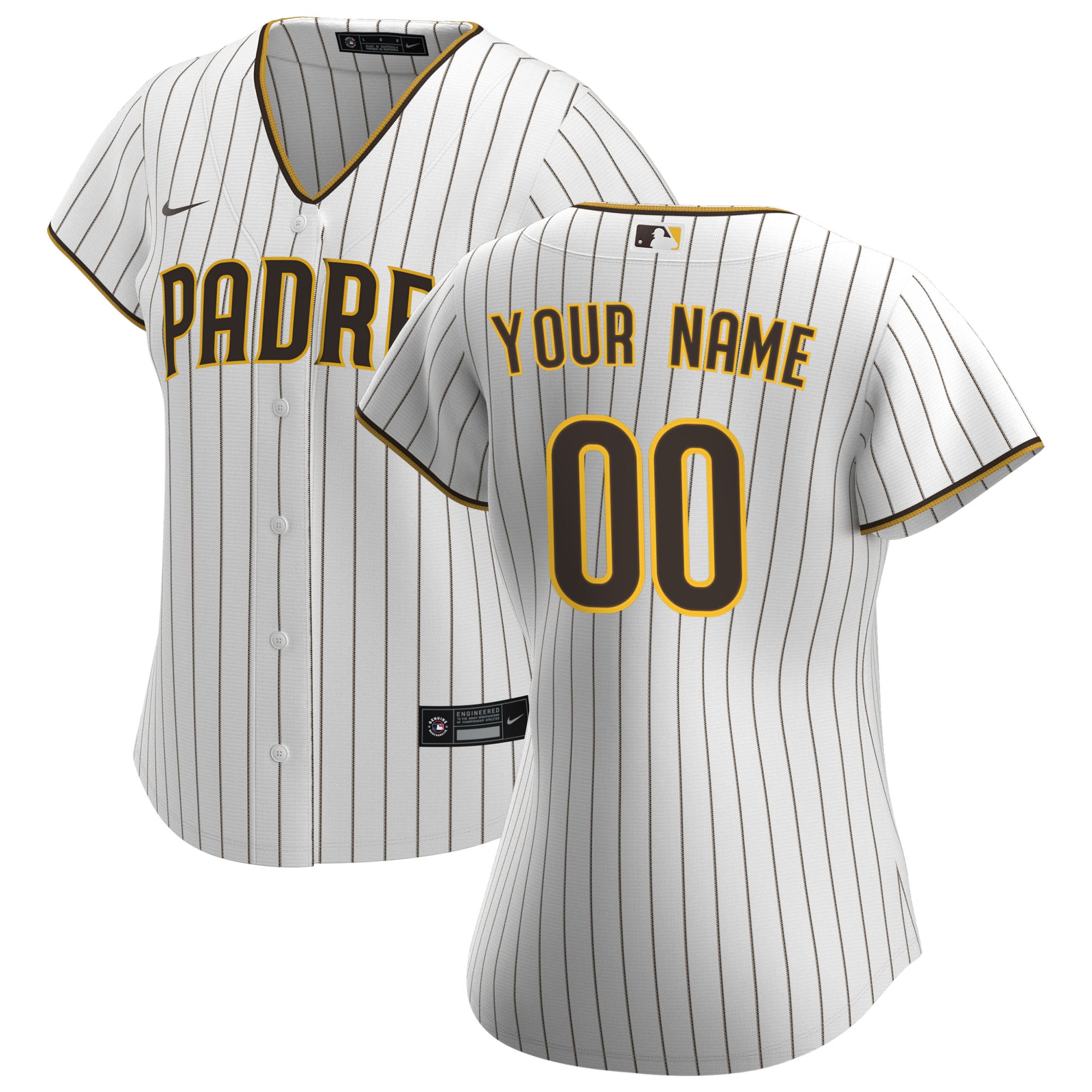 nike custom Padres White Pinstripe Jersey - Nike Padres White 2