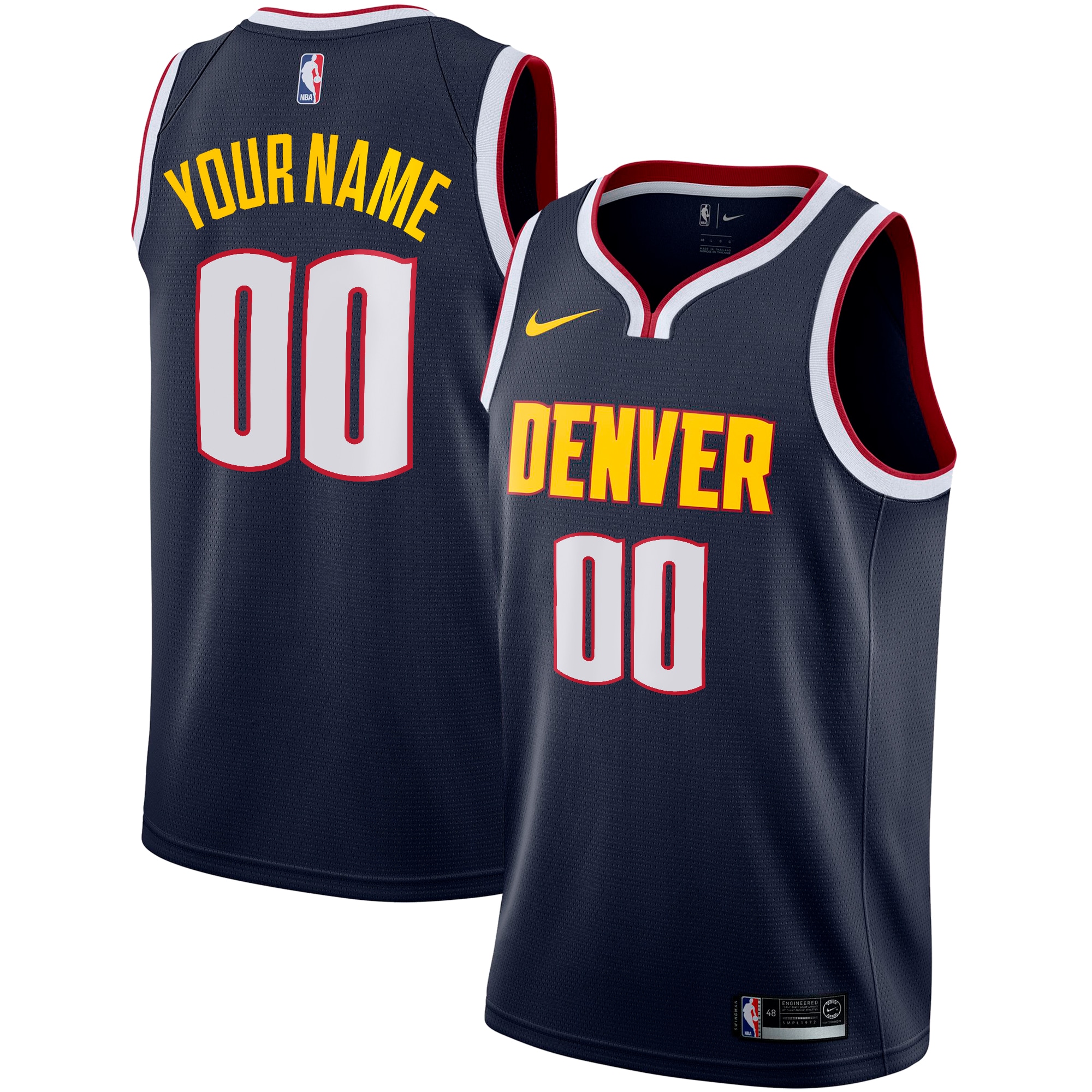 Alternative view of Nike Denver Nuggets Navy Custom Jersey - Personalized Design