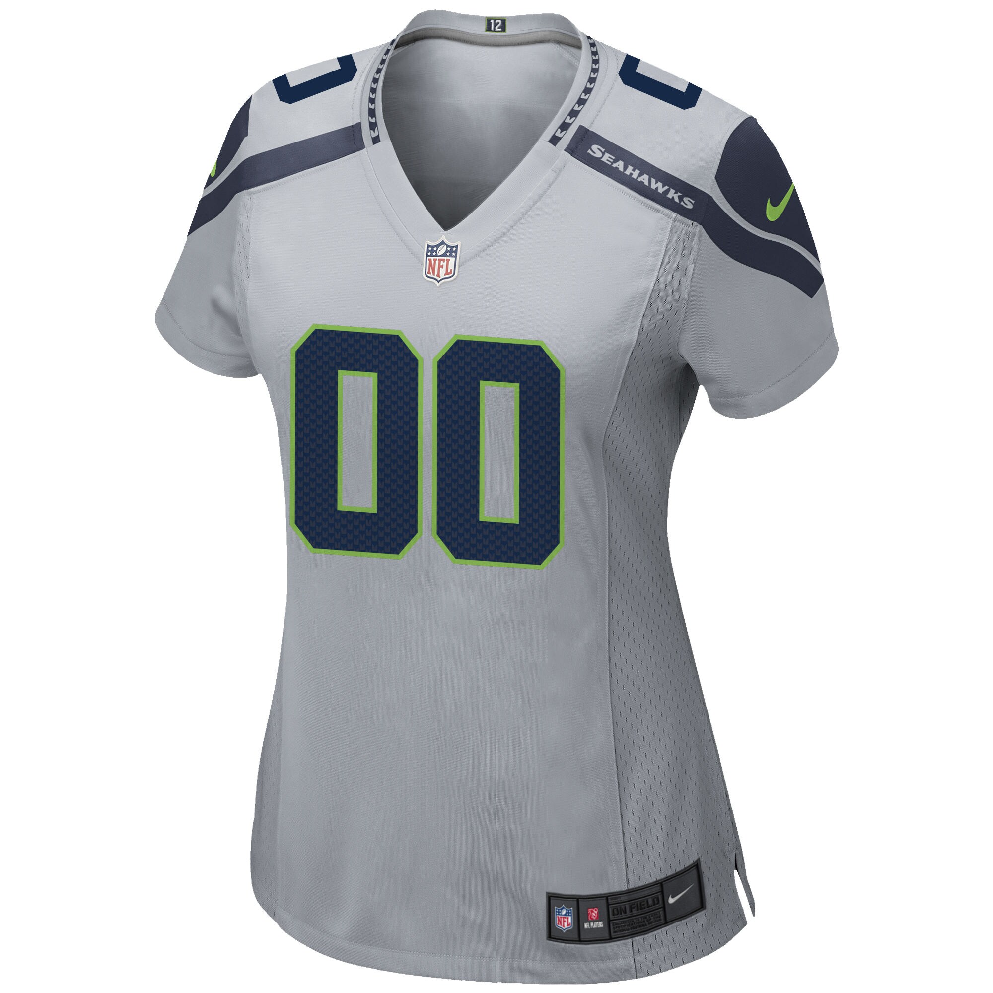Alternative view of nike design Seahawks Grey Custom Jersey - Nike Seahawks Grey Custom