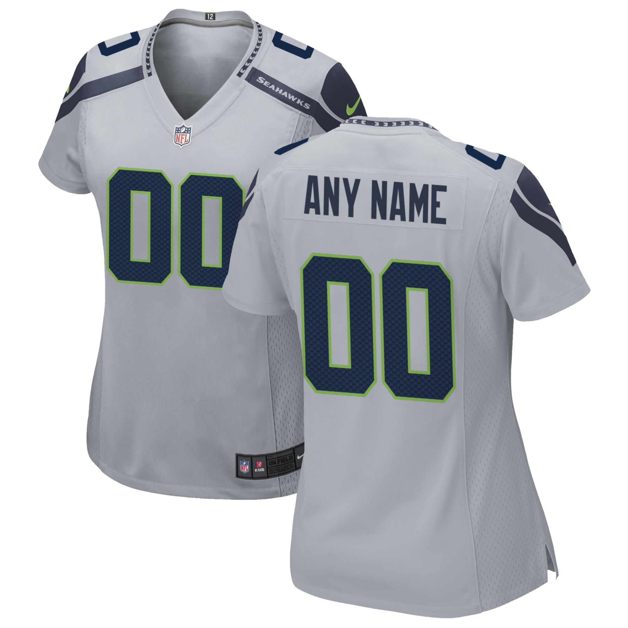 nike design Seahawks Grey Custom Jersey - Nike Seahawks Grey Custom