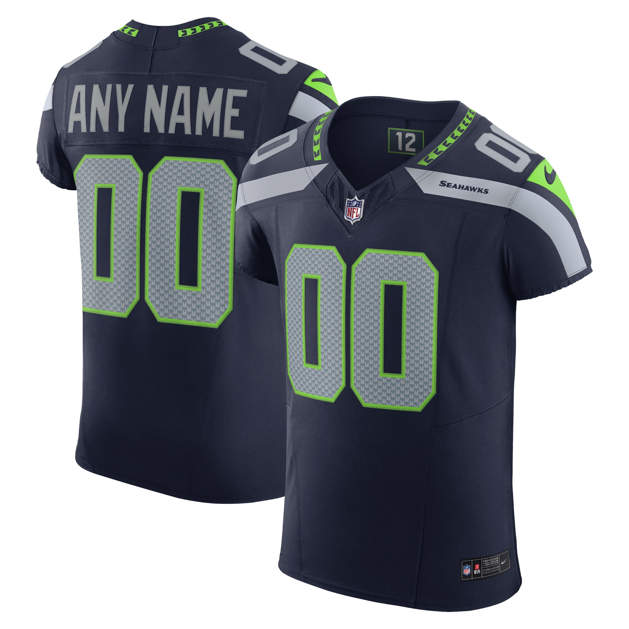 nike design Seahawks Navy Custom Jersey - Nike Seahawks Navy Custom