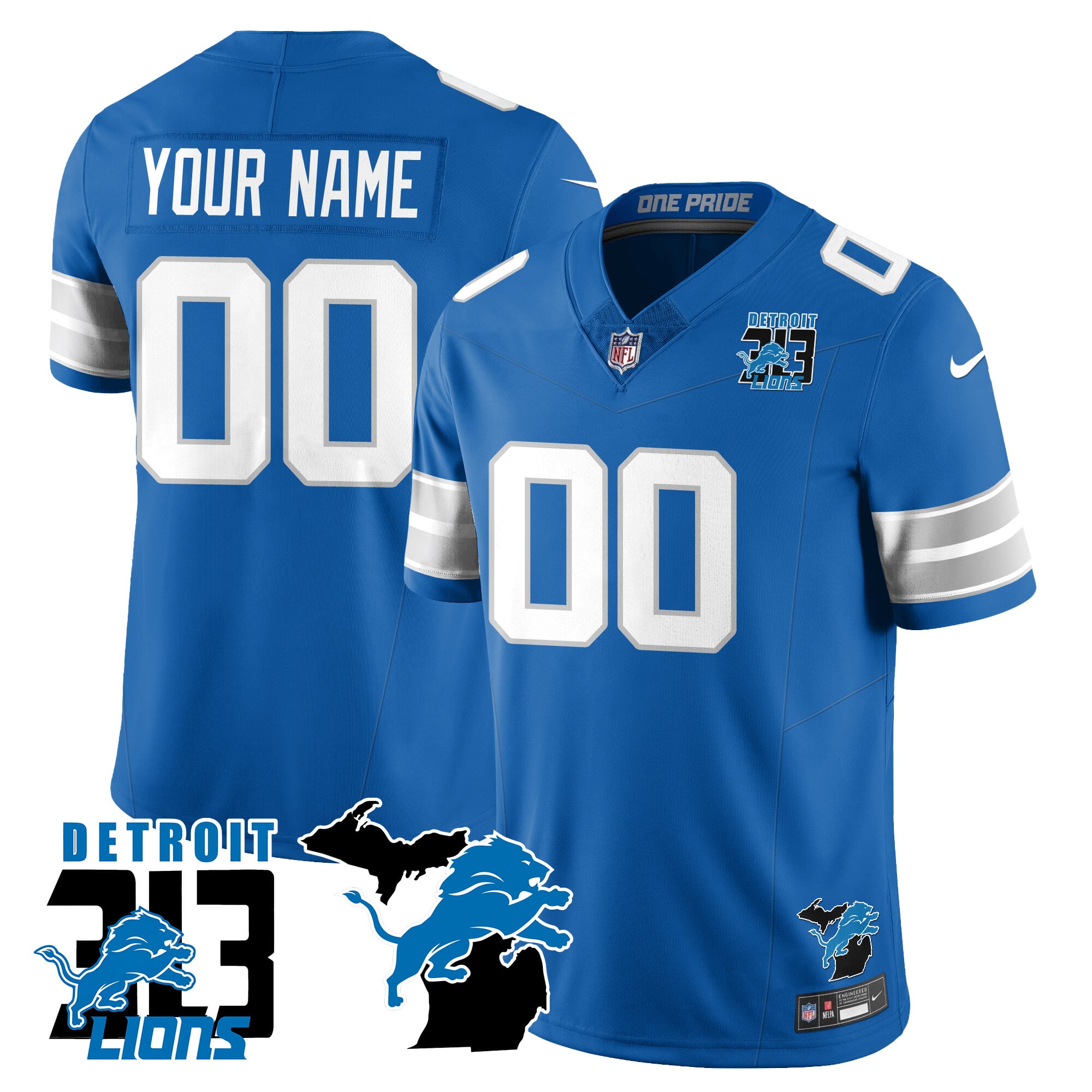 Nike Detroit Lions Blue Custom Jersey - Personalized NFL Gear