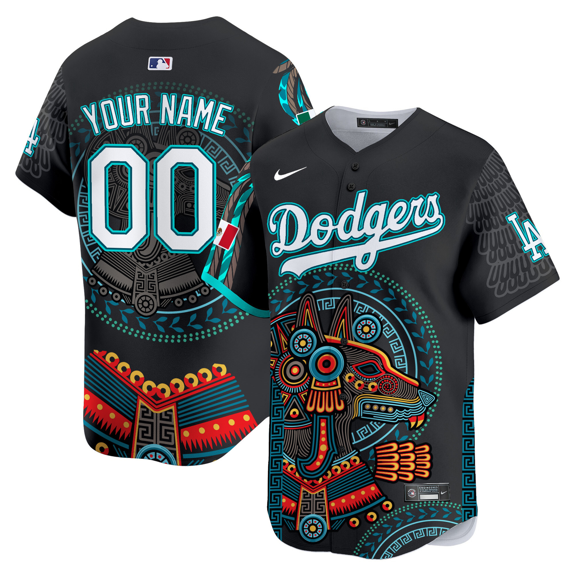 Nike Dodgers Mexico Series Jersey - Black Custom