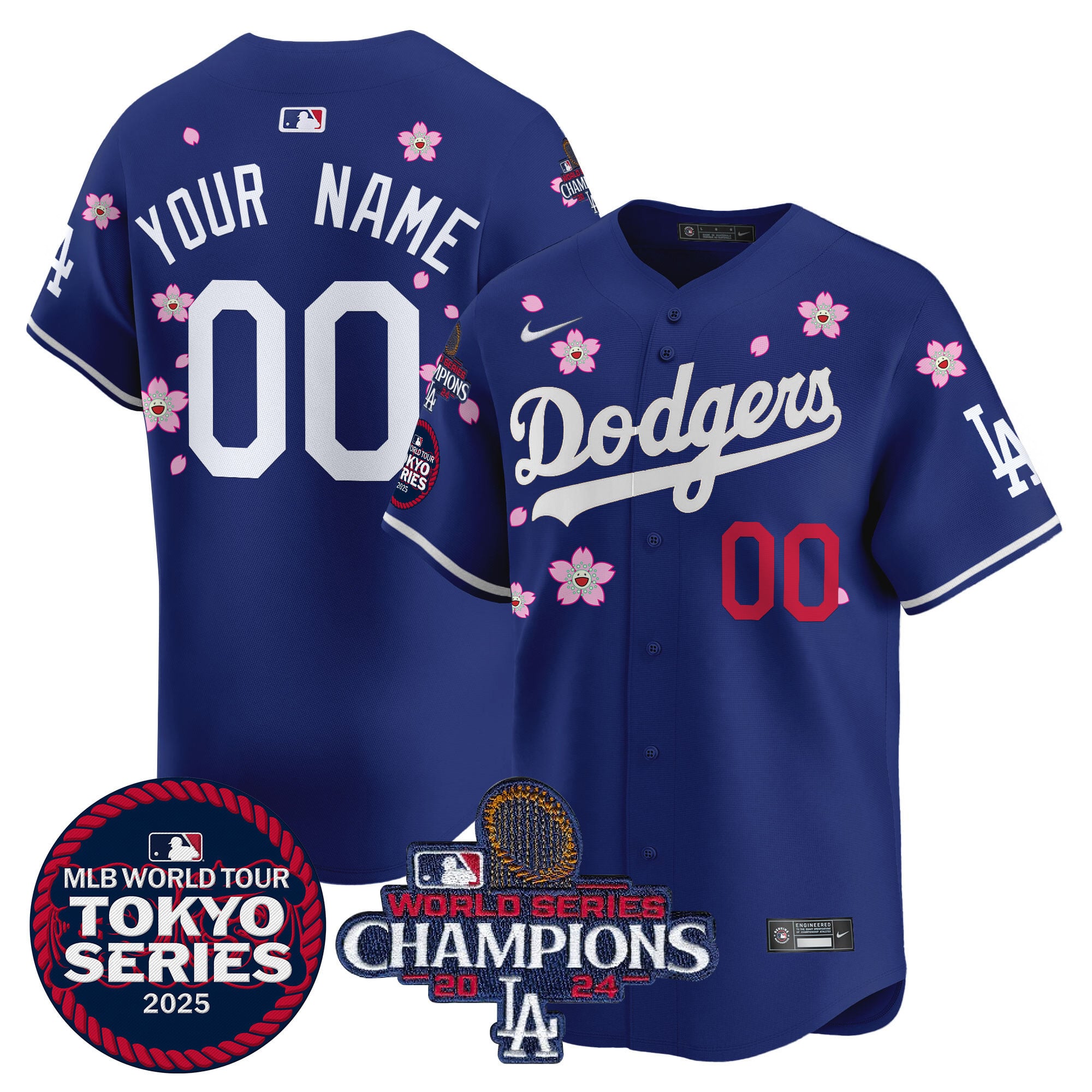 Alternative view of Nike Dodgers Tokyo Series Jersey - White Cherry Blossom