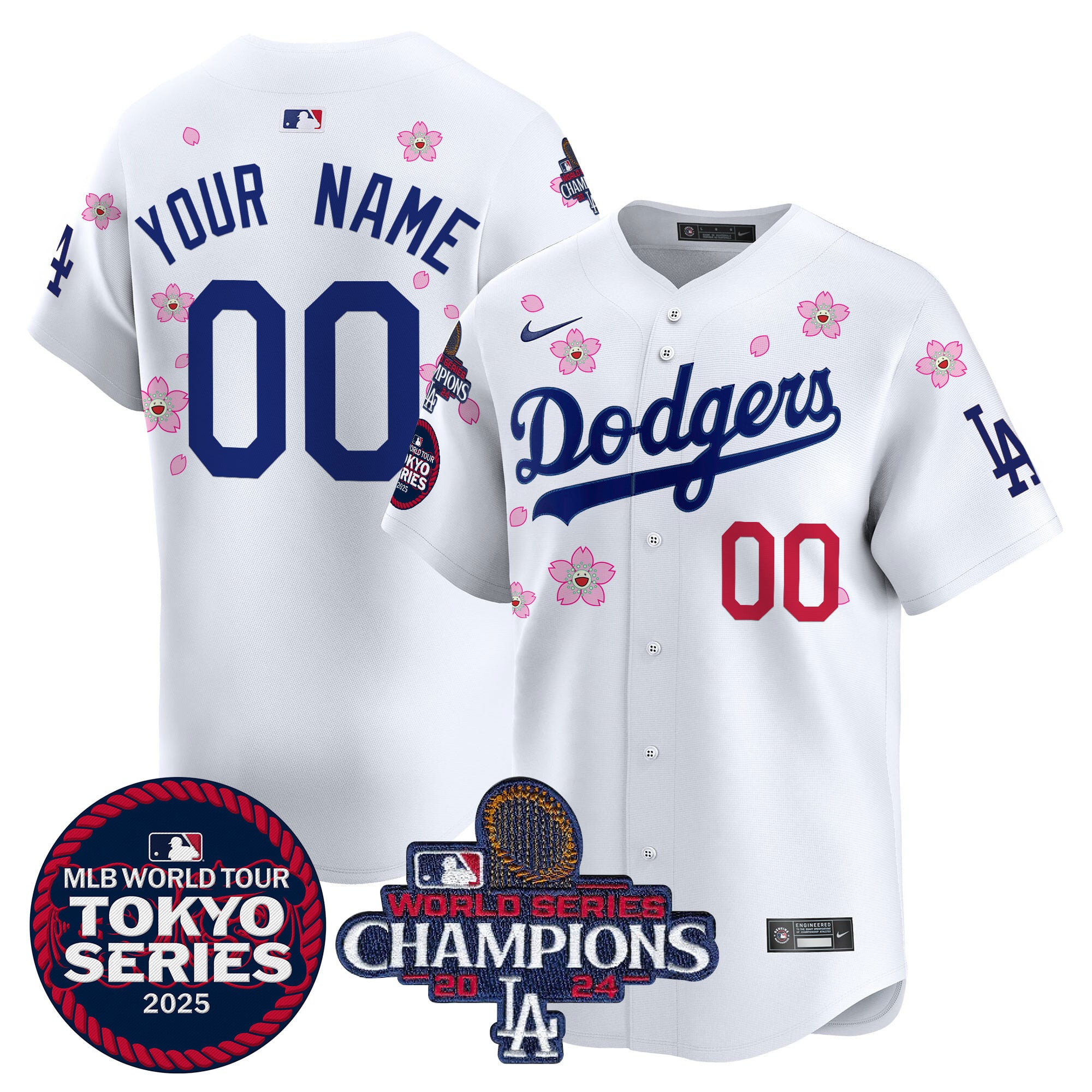 Nike Dodgers Tokyo Series Jersey - White Cherry Blossom