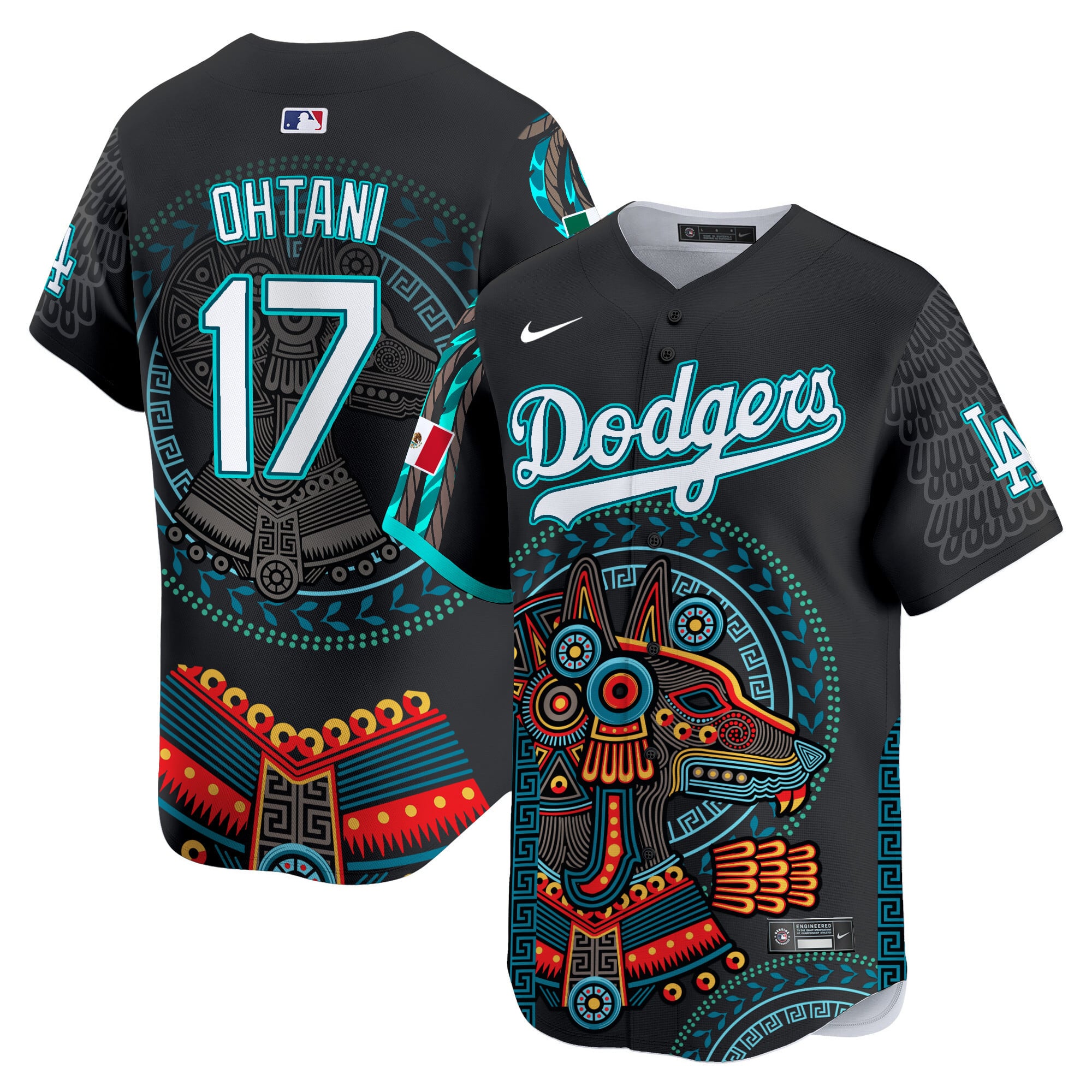Alternative view of Nike Dodgers Valenzuela Jersey - Black Cultural Edition