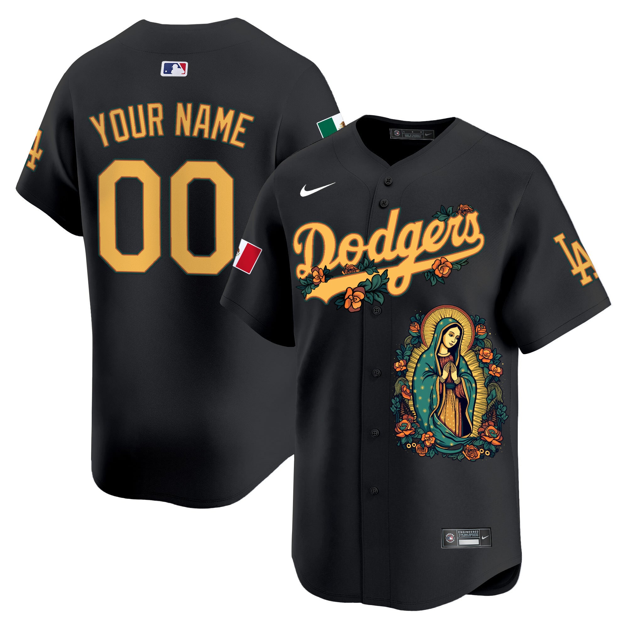 Nike Dodgers Virgin Mary Jersey - Nike Dodgers Black Virgin Mary