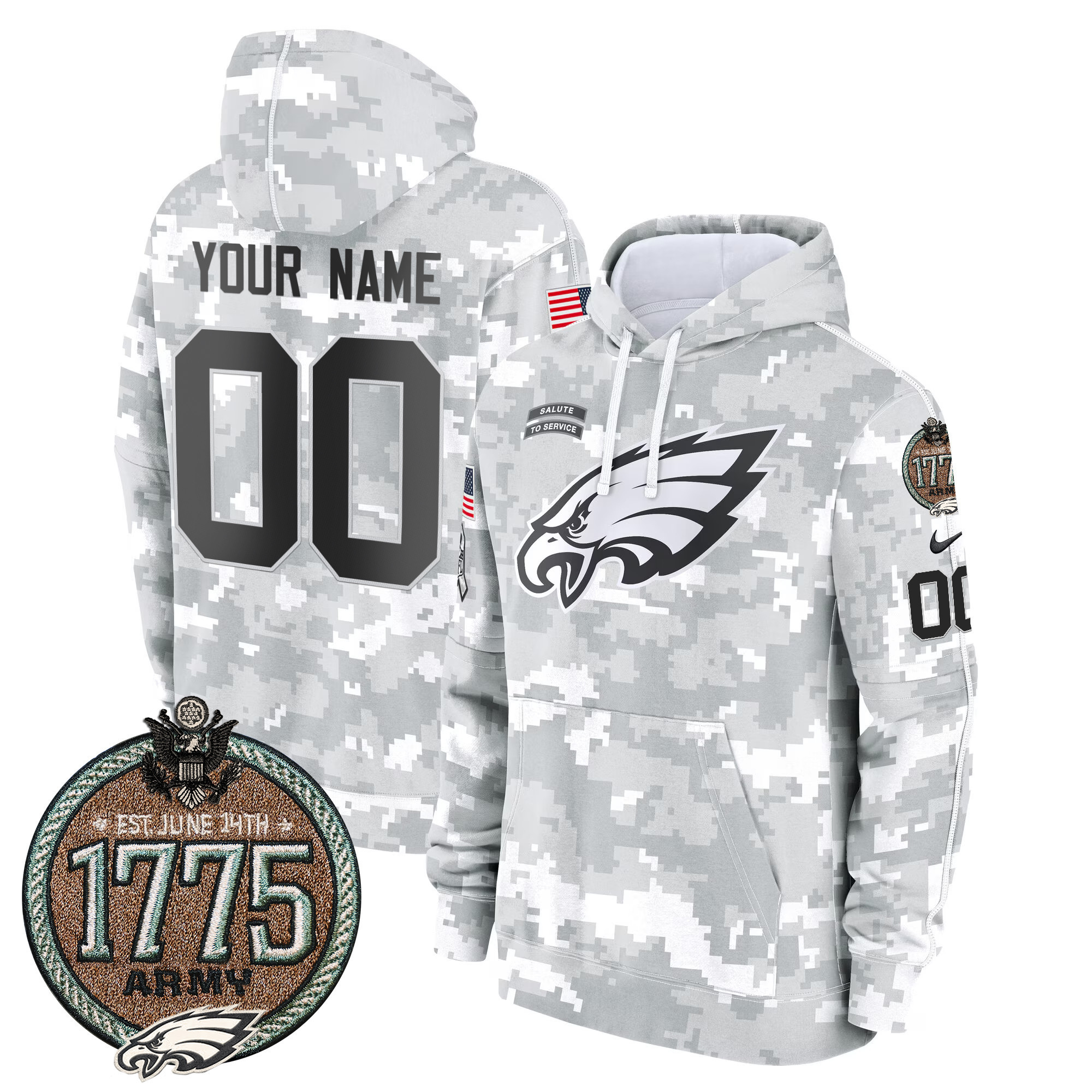 Alternative view of nike Eagles Camo Salute Hoodie - Nike Eagles Salute to Service Camo