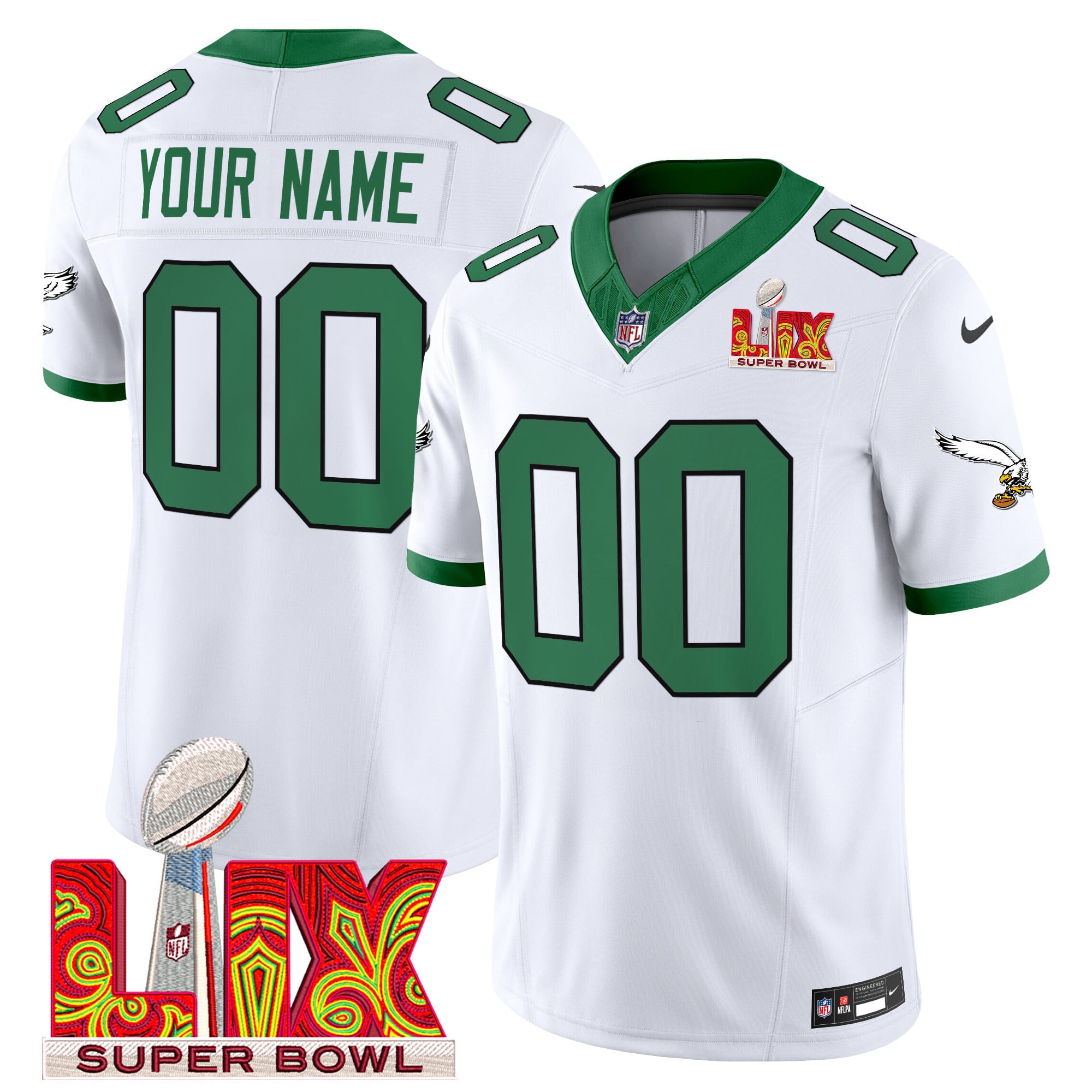 Nike Eagles Super Bowl LIX Jersey - White & Green