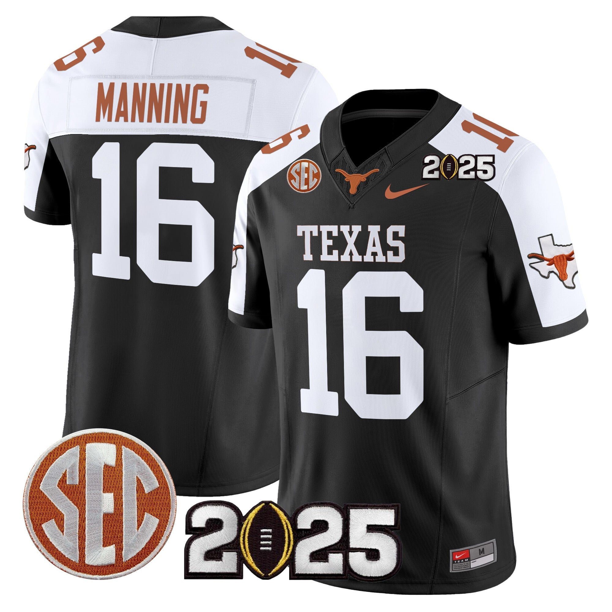 Alternative view of nike football Texas Longhorns Black Jersey - Nike Texas Longhorns #3