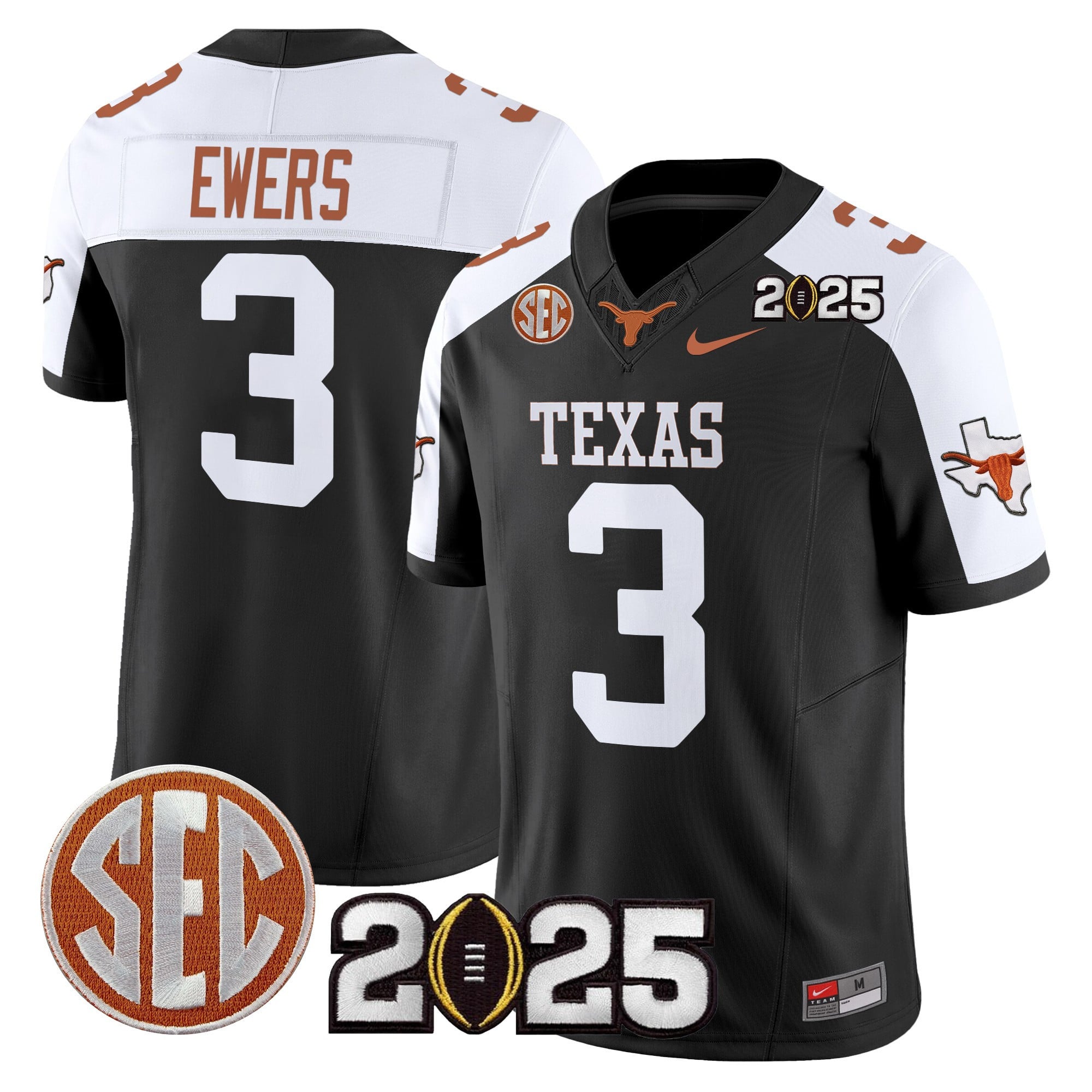 nike football Texas Longhorns Black Jersey - Nike Texas Longhorns #3