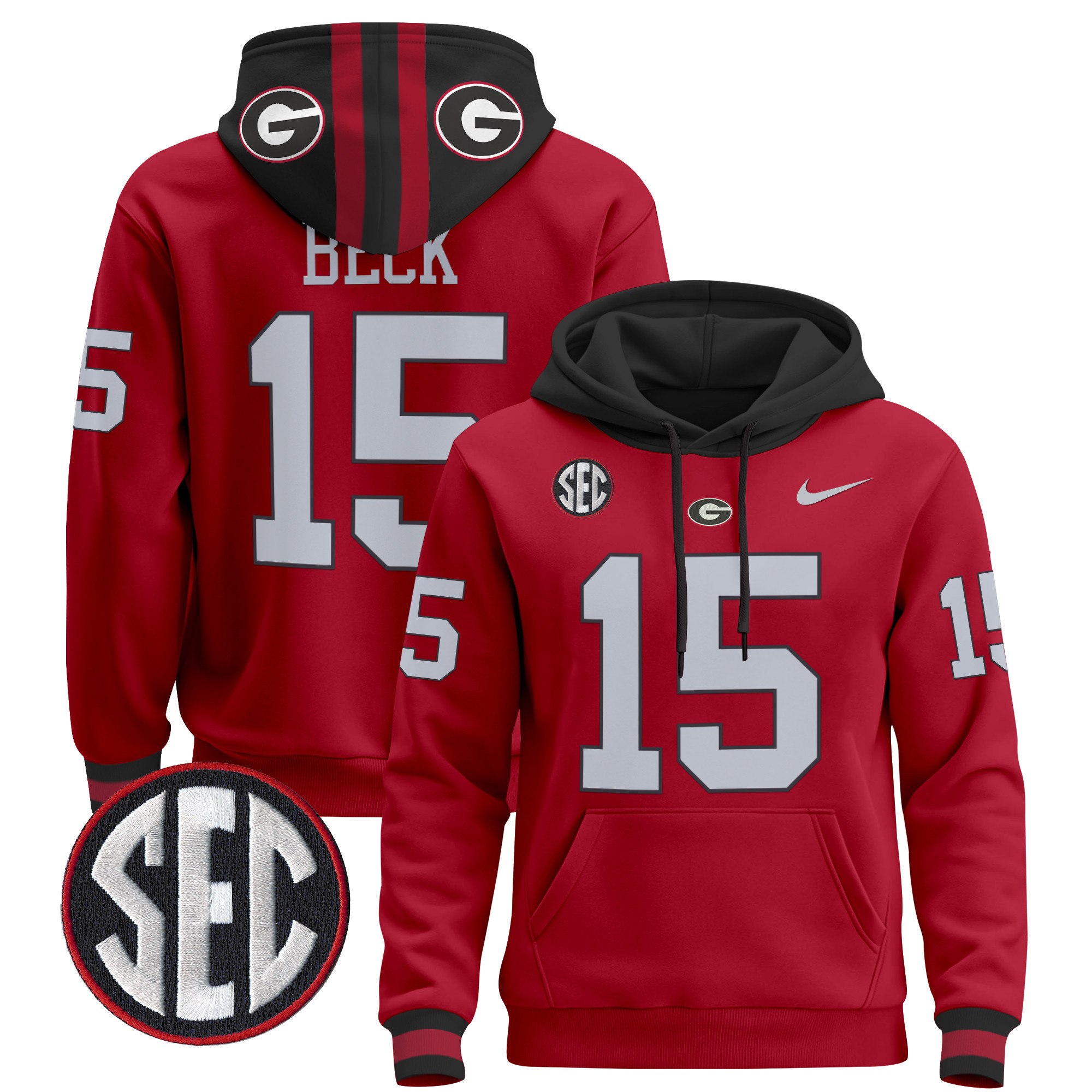 Alternative view of Nike Georgia Bulldogs #19 Hoodie - Black & Red Edition