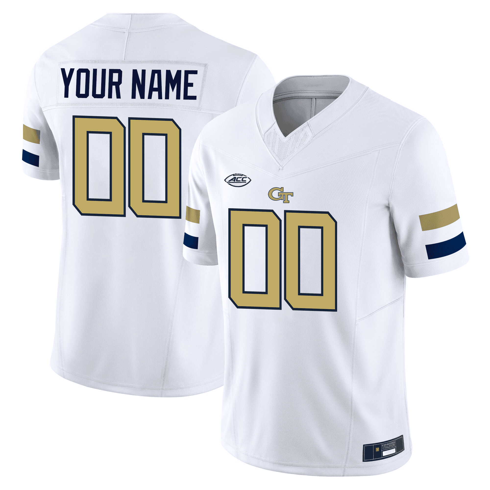 Nike Georgia Tech Jersey - White & Gold Custom