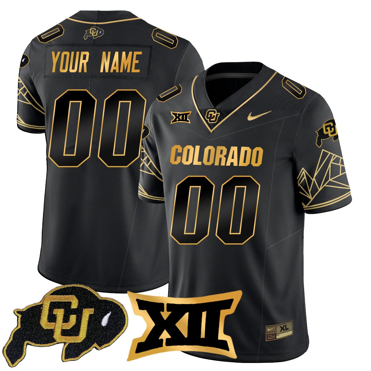 nike gold Colorado Buffaloes Black Jersey - Nike Colorado Buffaloes
