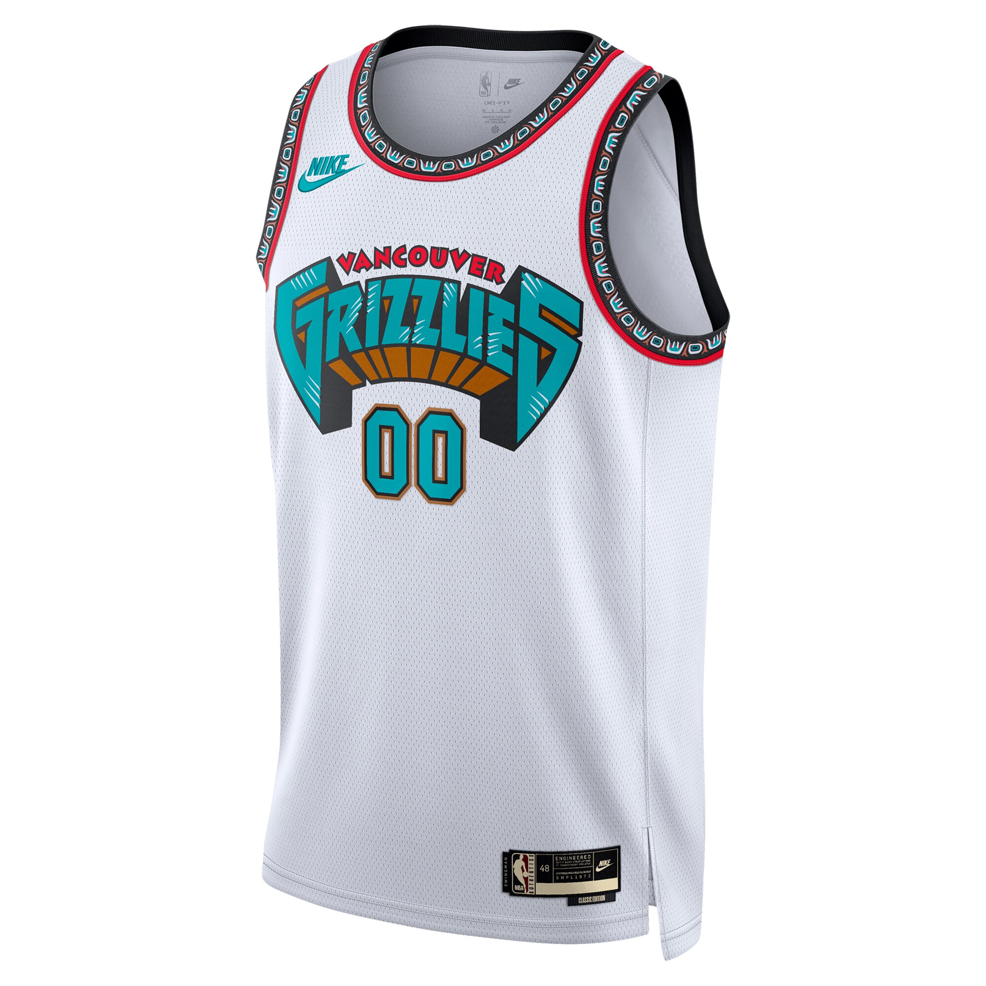 Alternative view of Nike Grizzlies Vancouver Jersey - Teal & White - Custom Name/Number