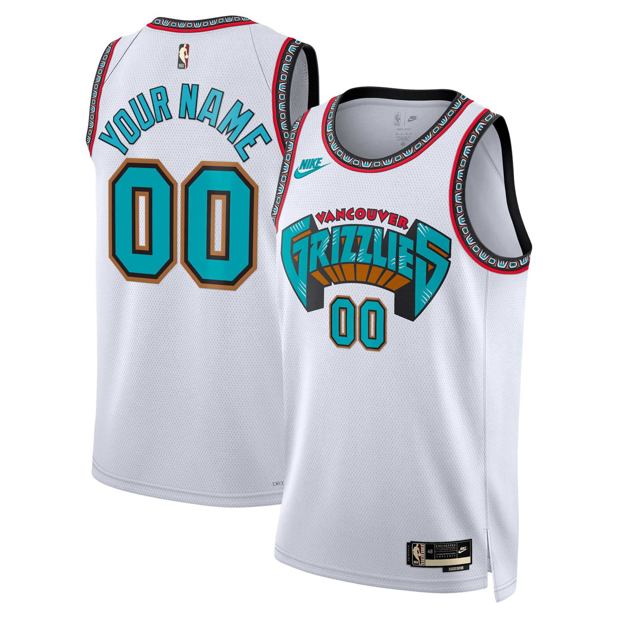 Nike Grizzlies Vancouver Jersey - Teal & White - Custom Name/Number