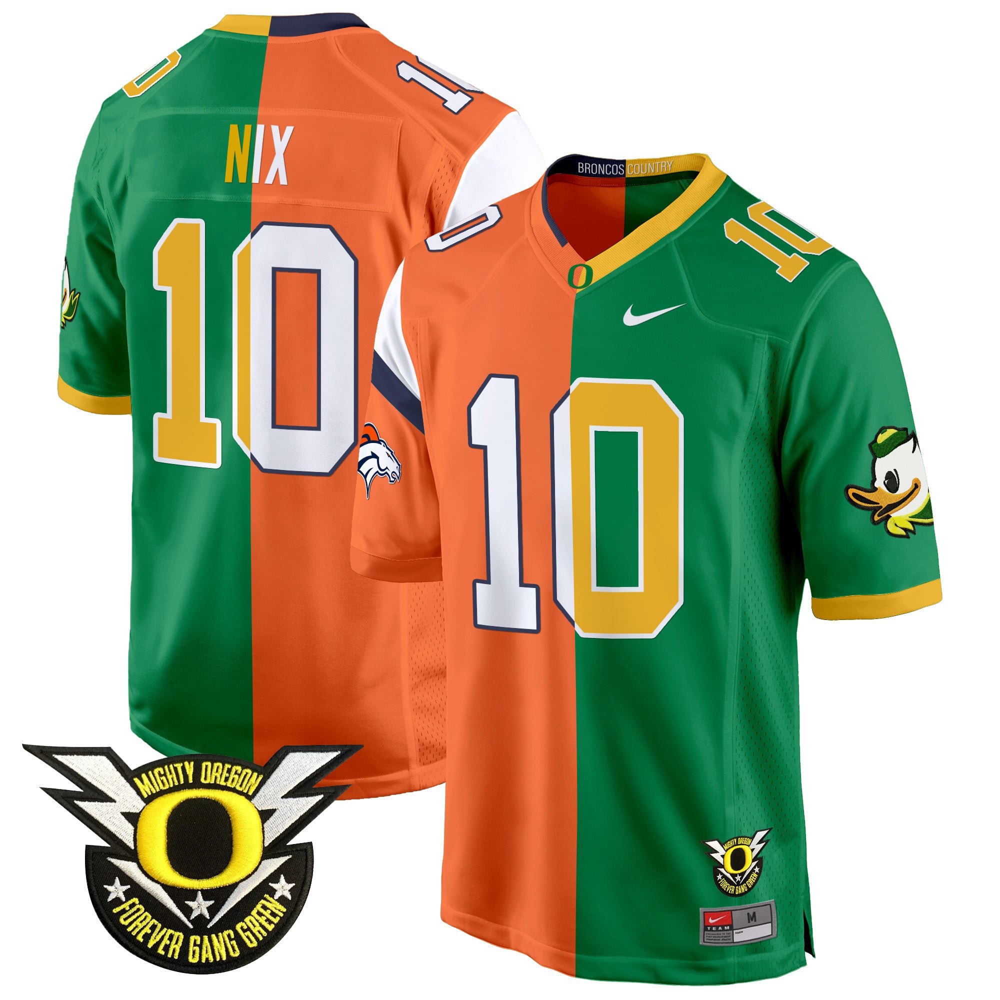 Alternative view of Nike Half-Half Jersey - Nike Half-and-Half Broncos/Oregon Jersey