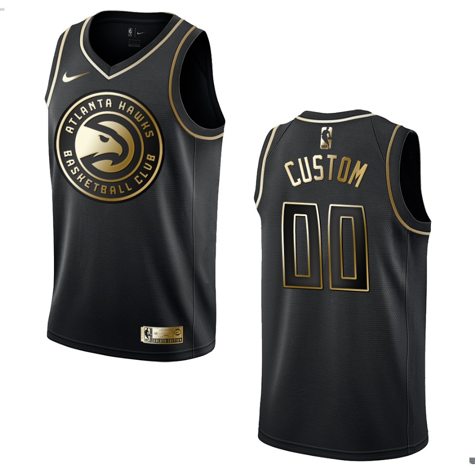 Nike Hawks Black Custom Jersey - Golden Edition