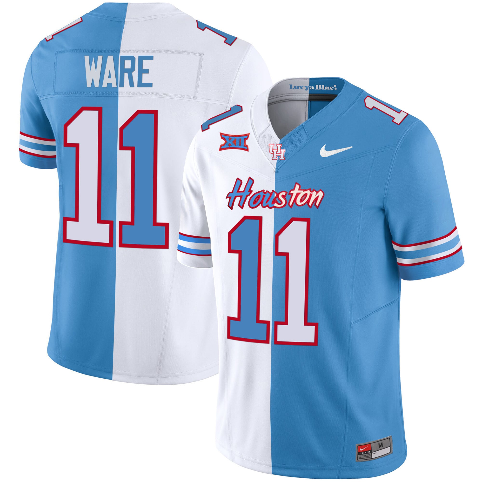 Alternative view of Nike Houston Cougars #1 Jersey - Light Blue & White