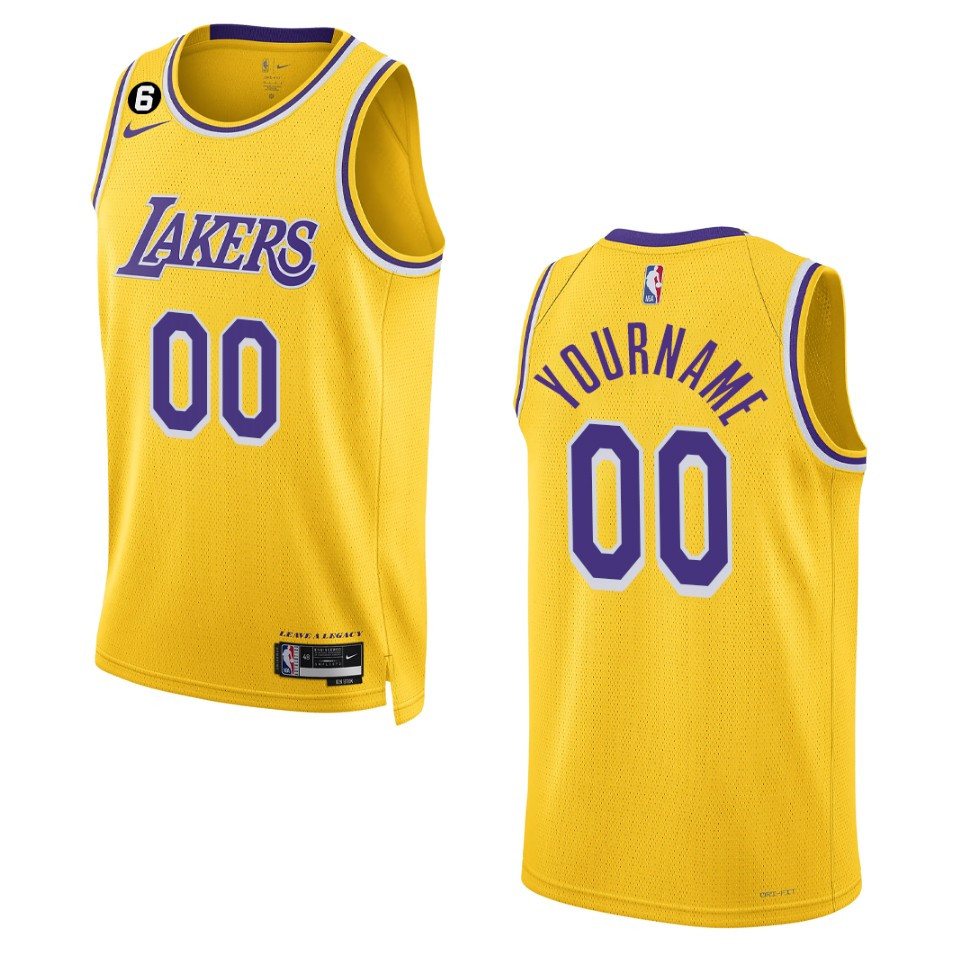 nike iconic Lakers Gold Custom Jersey - Nike Lakers Gold Custom Jersey